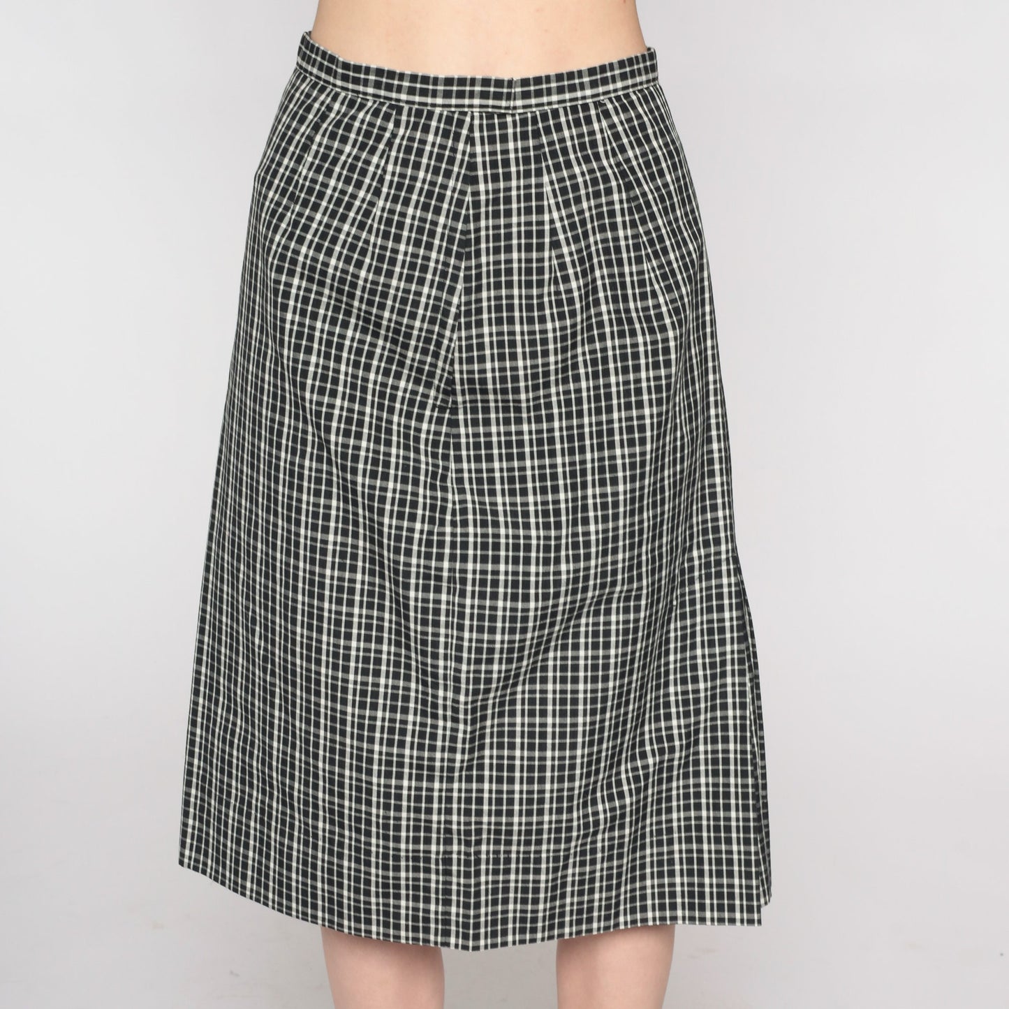 90s White Stag Black White Checkered Knee-Length Skirt Small