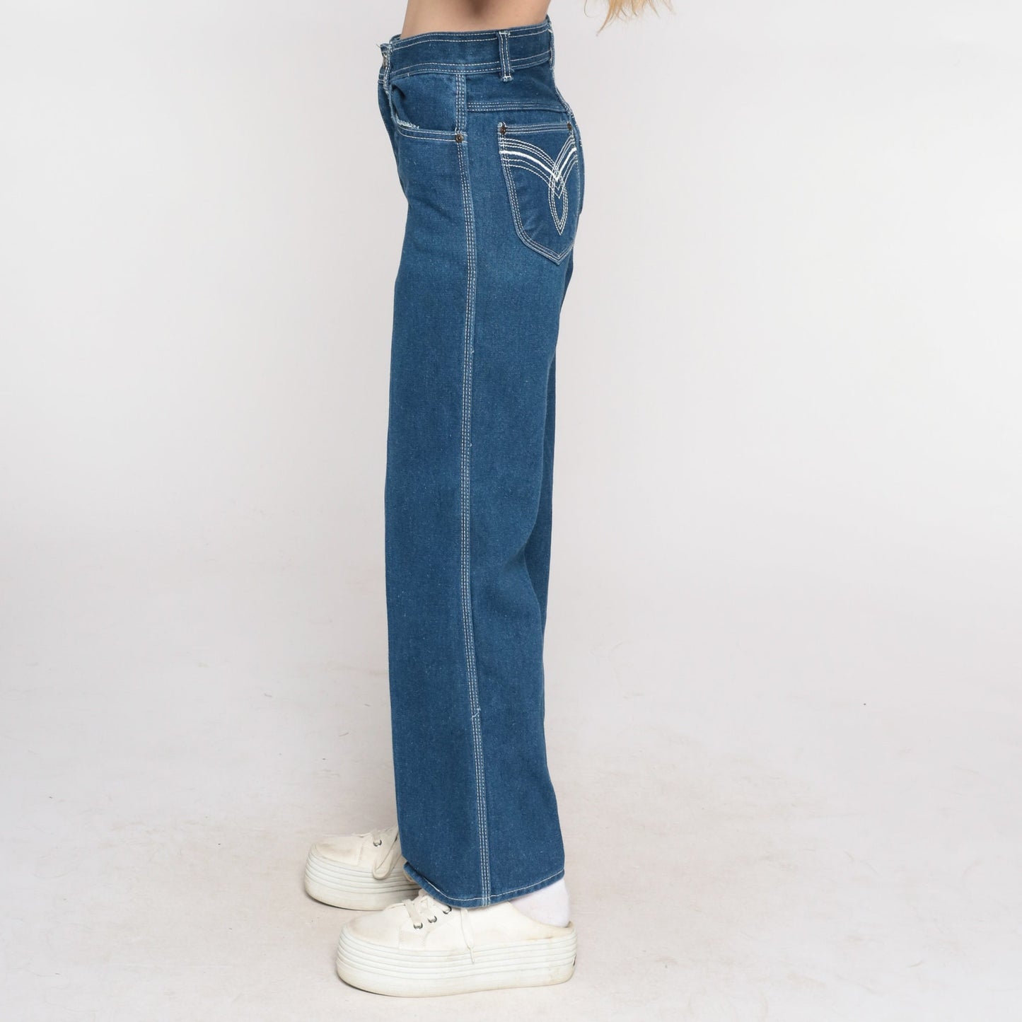 80s Delance High-Waist Straight-Leg Jeans Dark Blue Denim Small