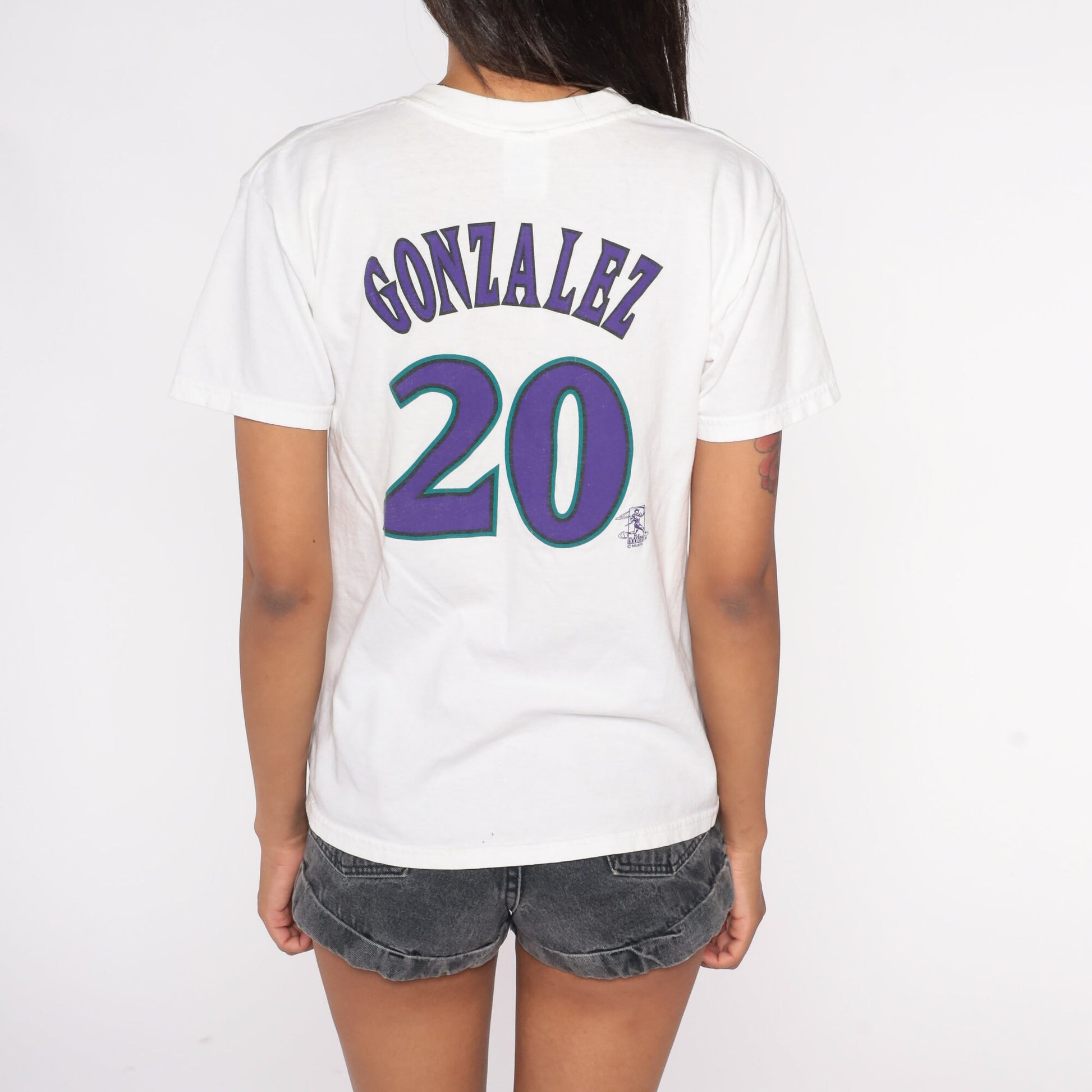 Y2K Arizona Diamondbacks Luis Gonzalez 20 Baseball Graphic Tee White Extra Small