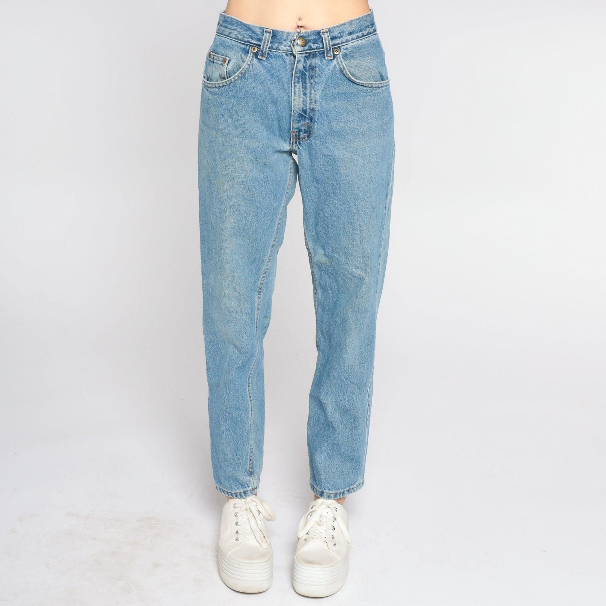 90s Class Club Mid Rise Straight Leg Jeans Blue Denim Small S