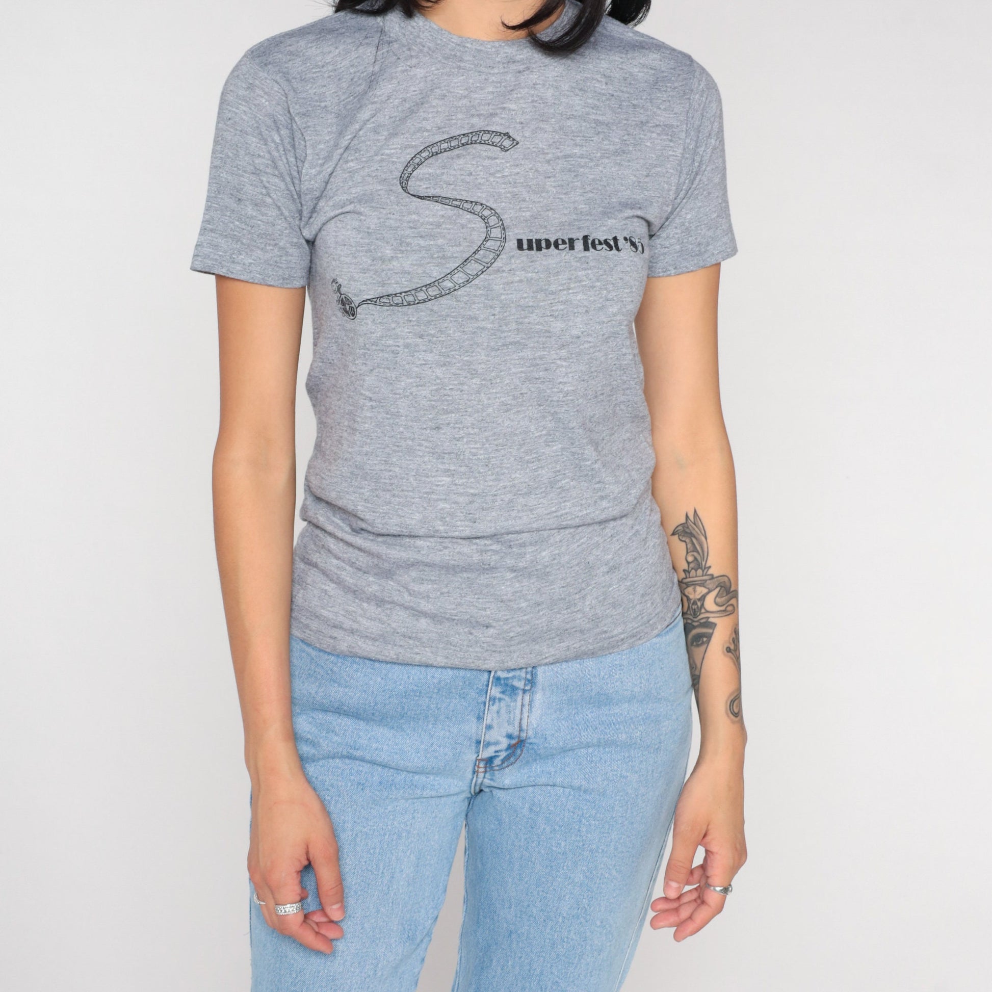 1985 Superfest Disability Film Festival Graphic T-Shirt Heather Grey Extra Small