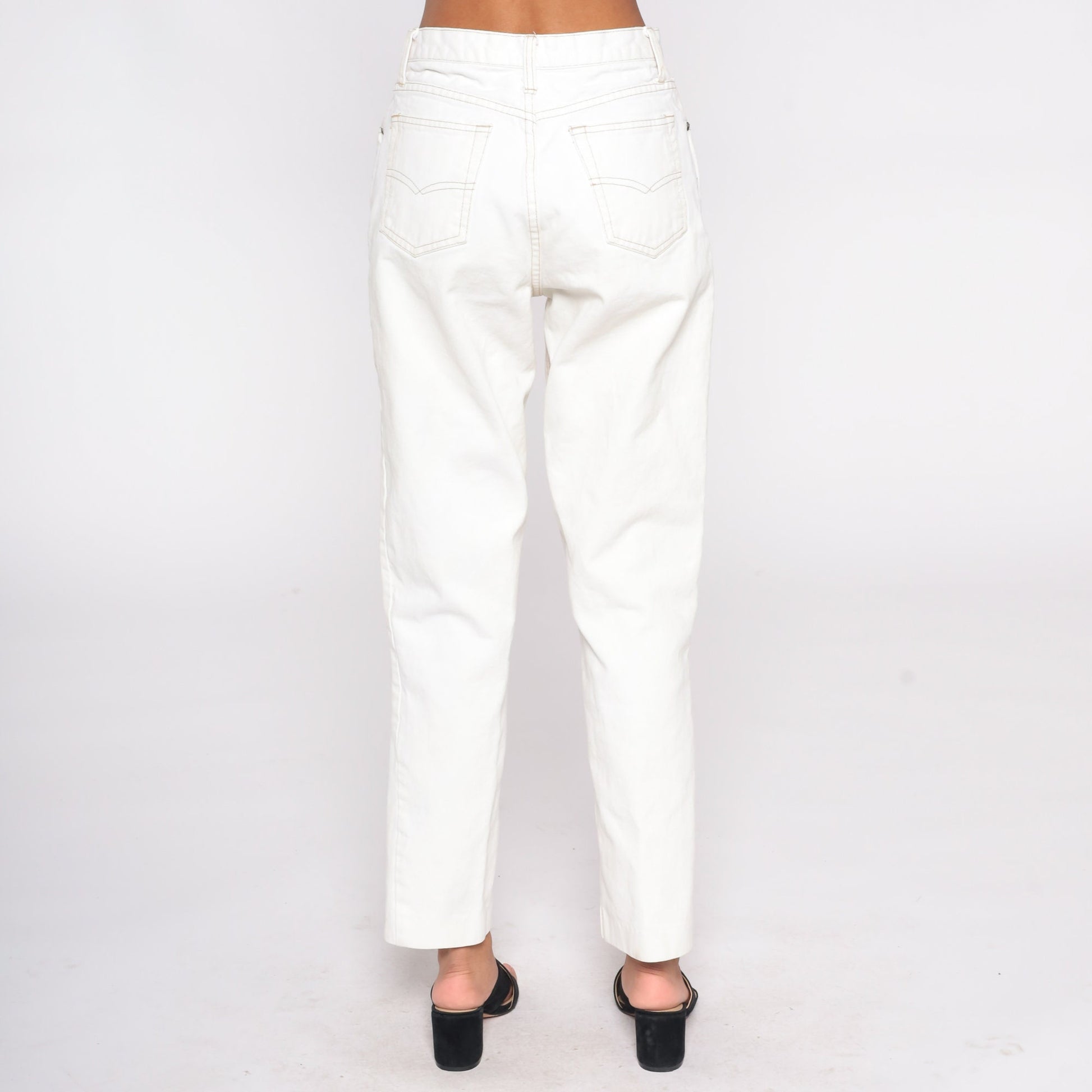00s Anchor Blue White High Rise Straight Leg Jeans Cotton Denim Medium