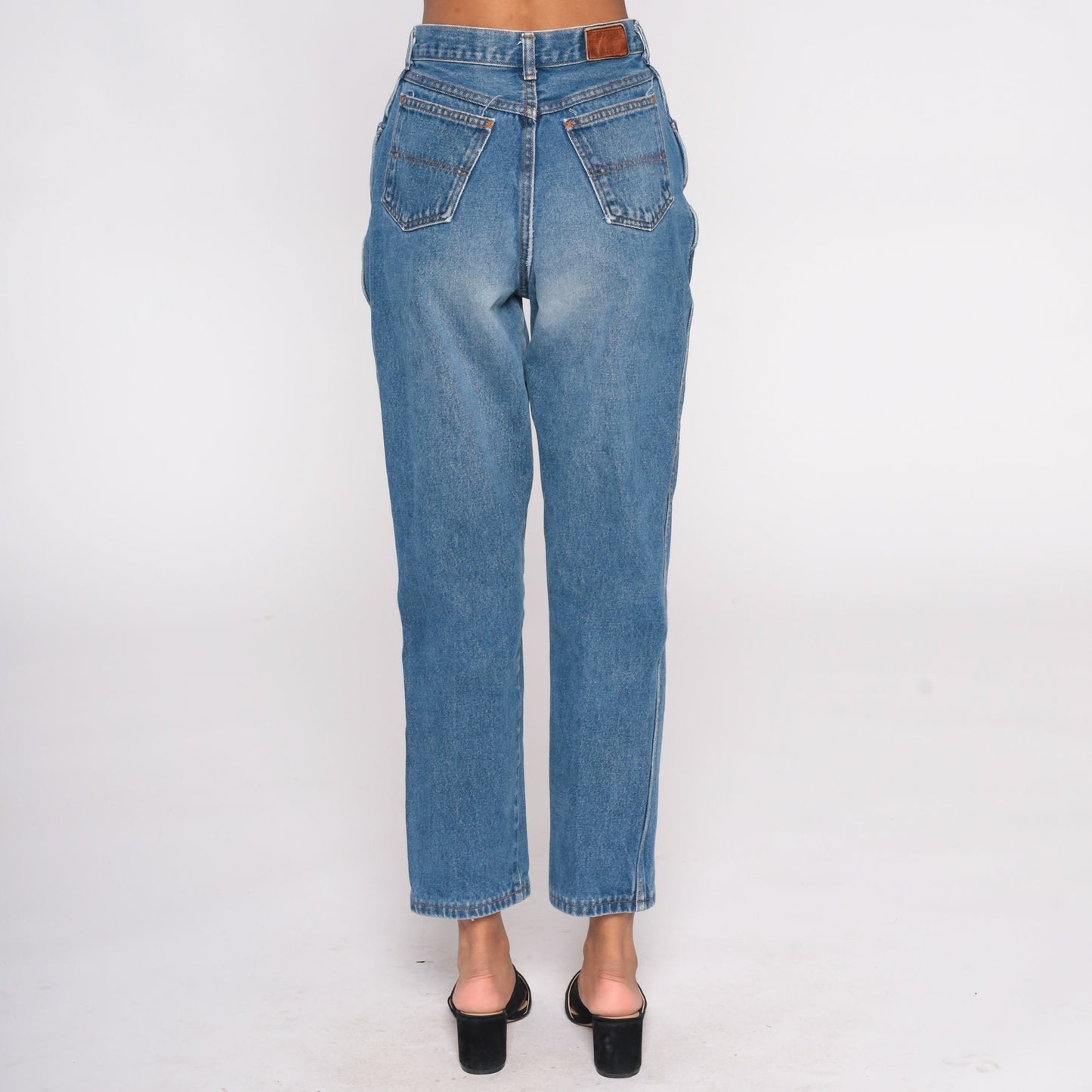 90s Lands End High-Waist Straight Leg Jeans Faded Blue Denim Small S