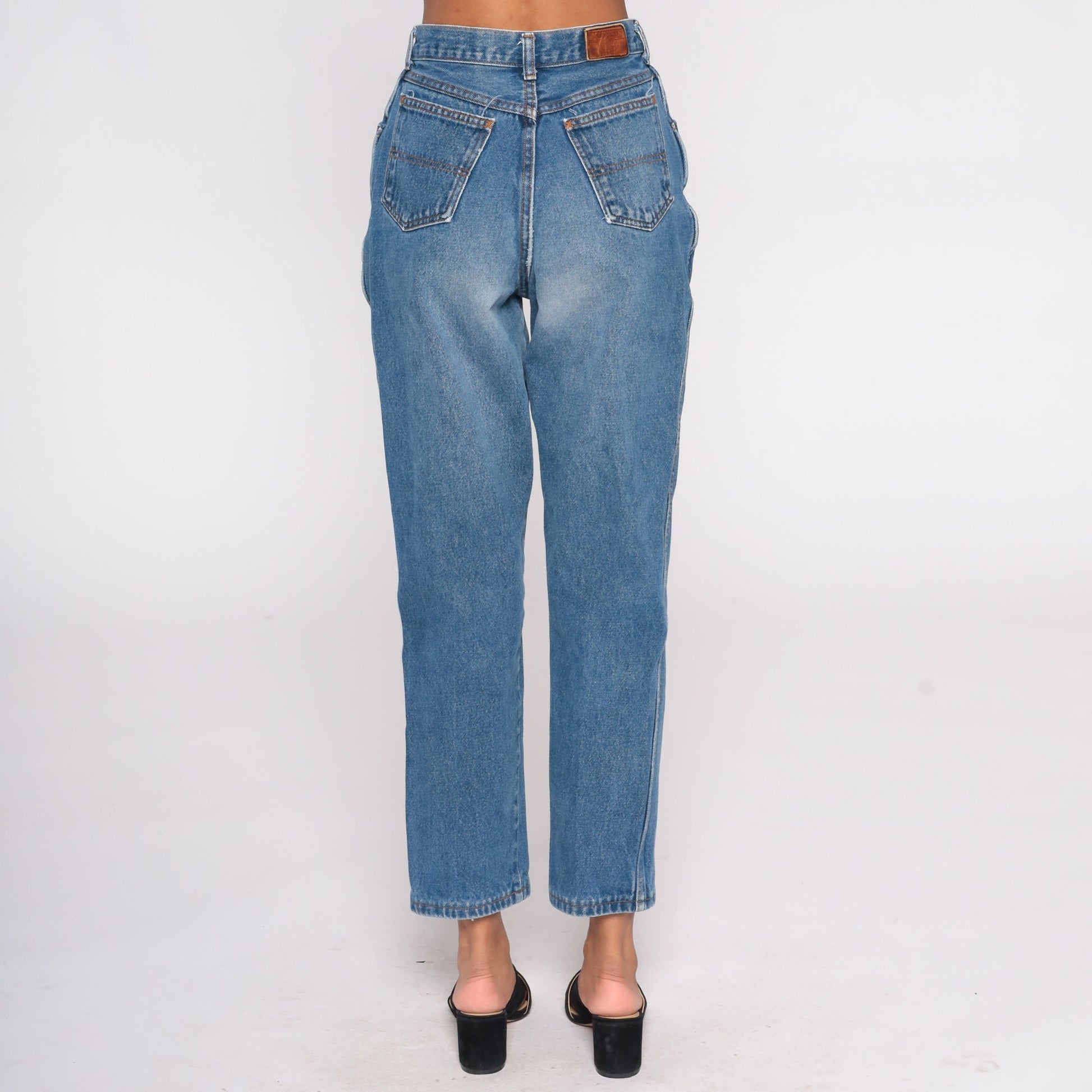 90s Lands End High-Waist Straight Leg Jeans Faded Blue Denim Small S