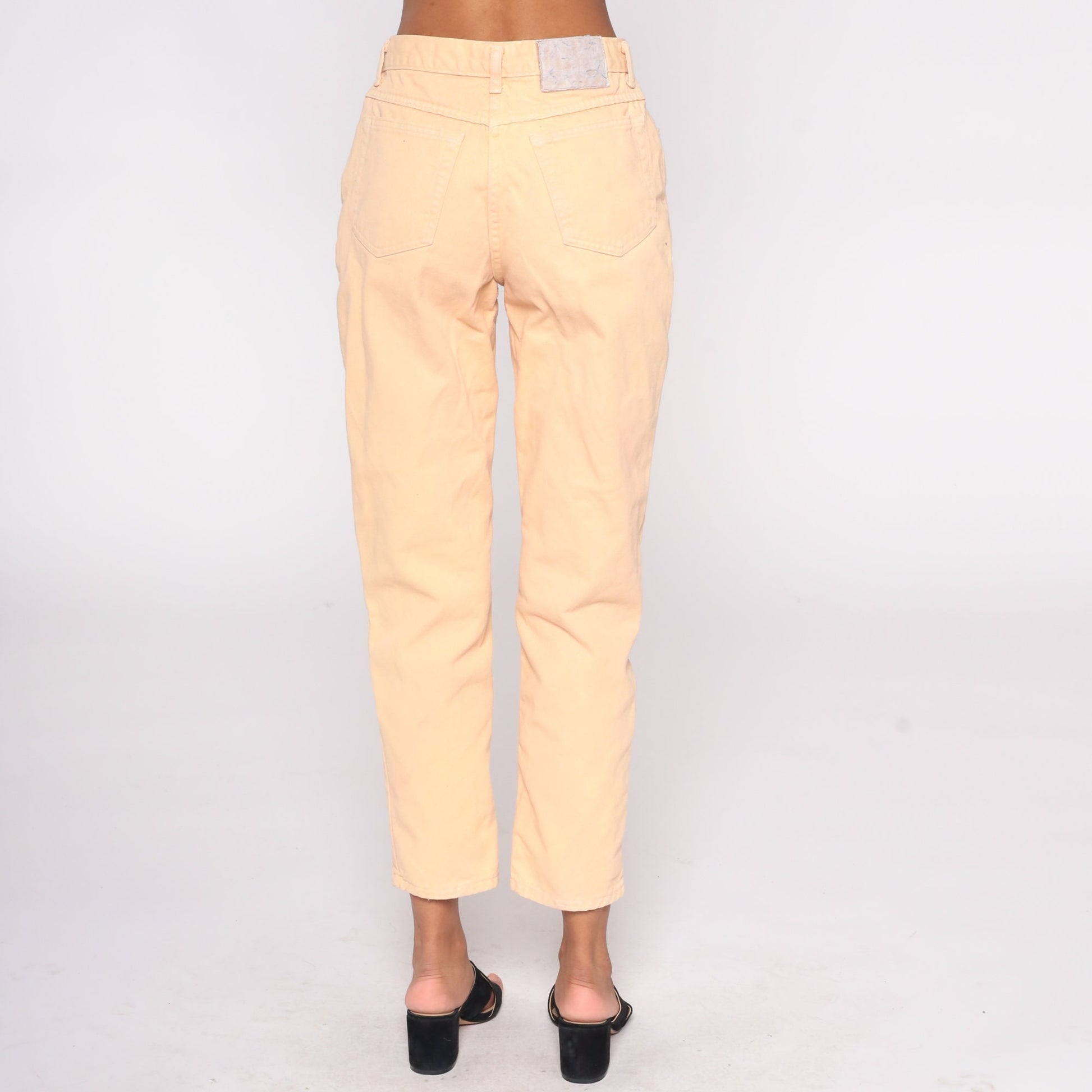 90s Peach Denim Jeans High Rise Slim Tapered Mom Jeans Small 27