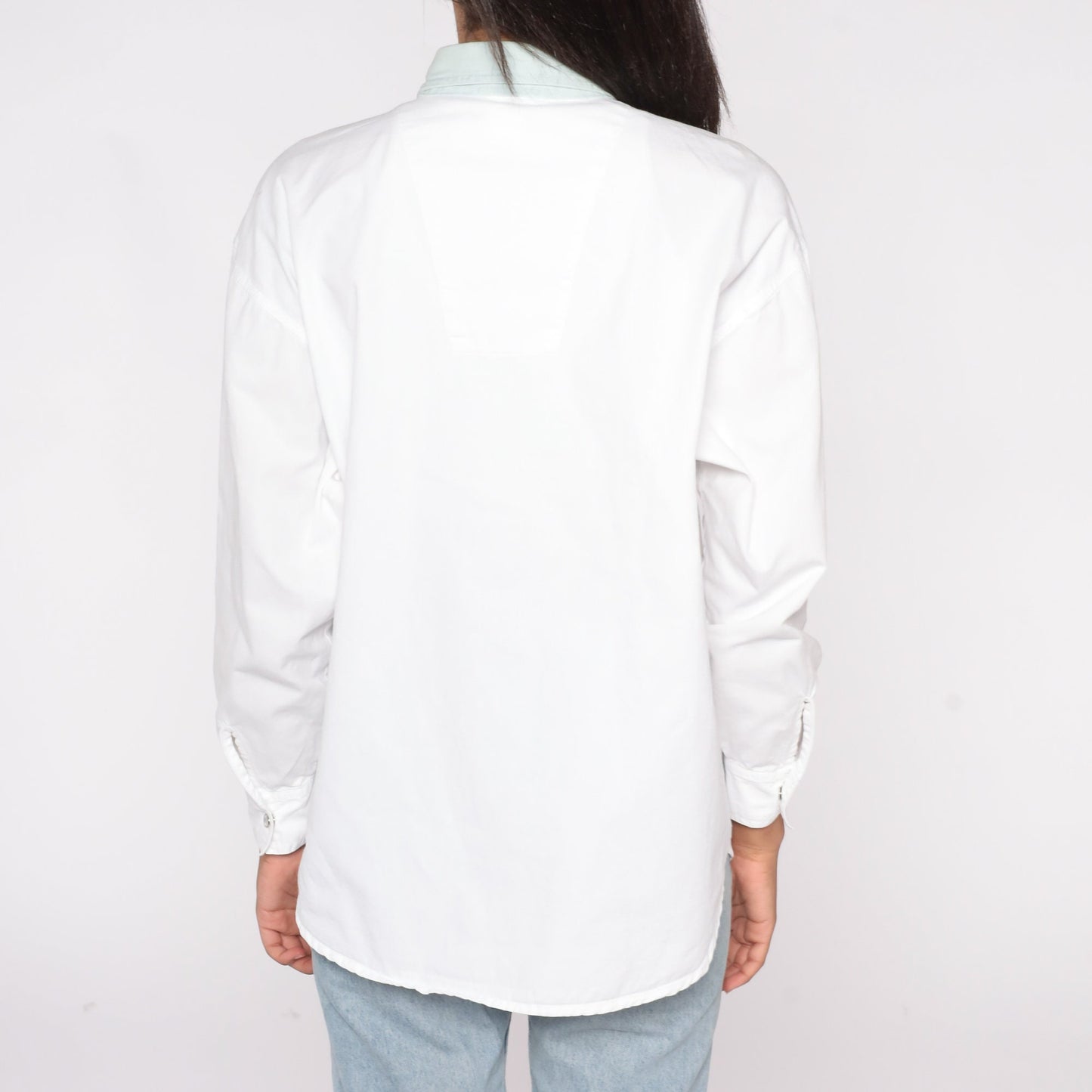 90s White Pearl Snap Western Shirt Long Sleeve Cowboy Button Up Large