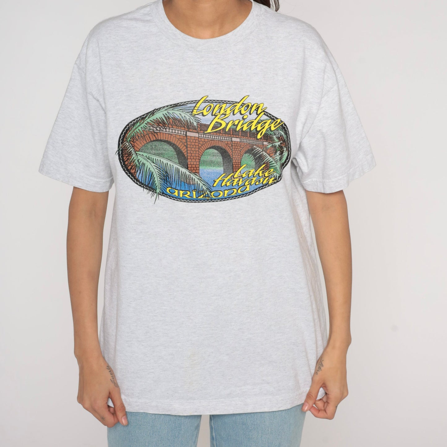 90s Lake Havasu London Bridge Arizona Graphic Tee Heather Grey Medium