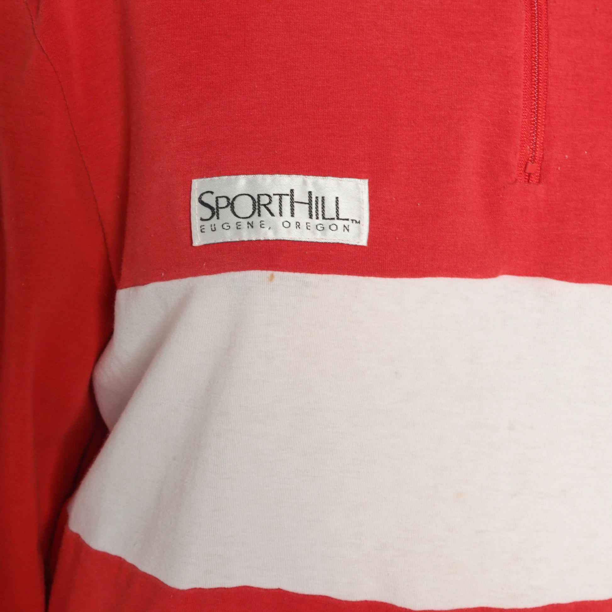 90s Sporthill Quarter Zip Long Sleeve Shirt Red White Stripe Large L