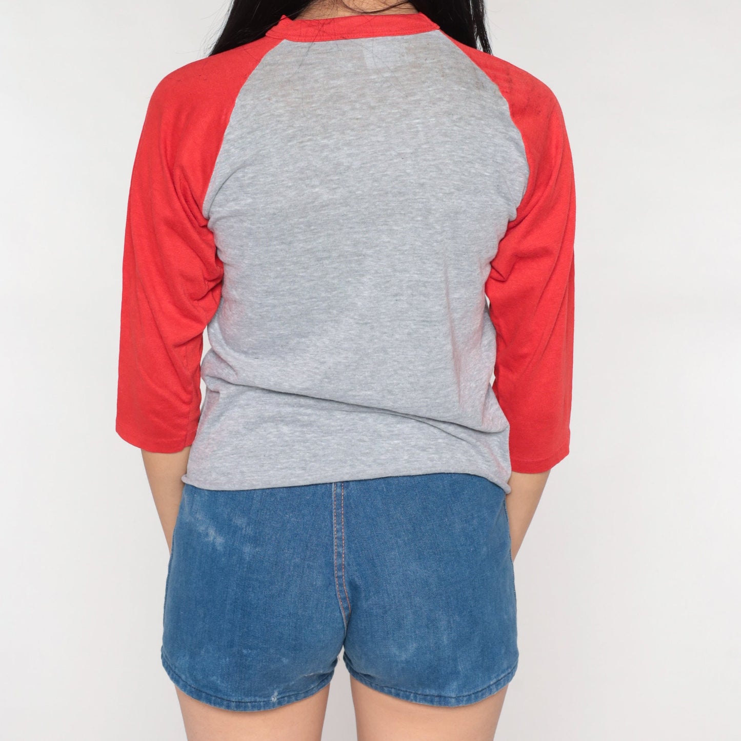 80s Oklahoma Ringer Tee Graphic T-Shirt Red Trim Raglan Small