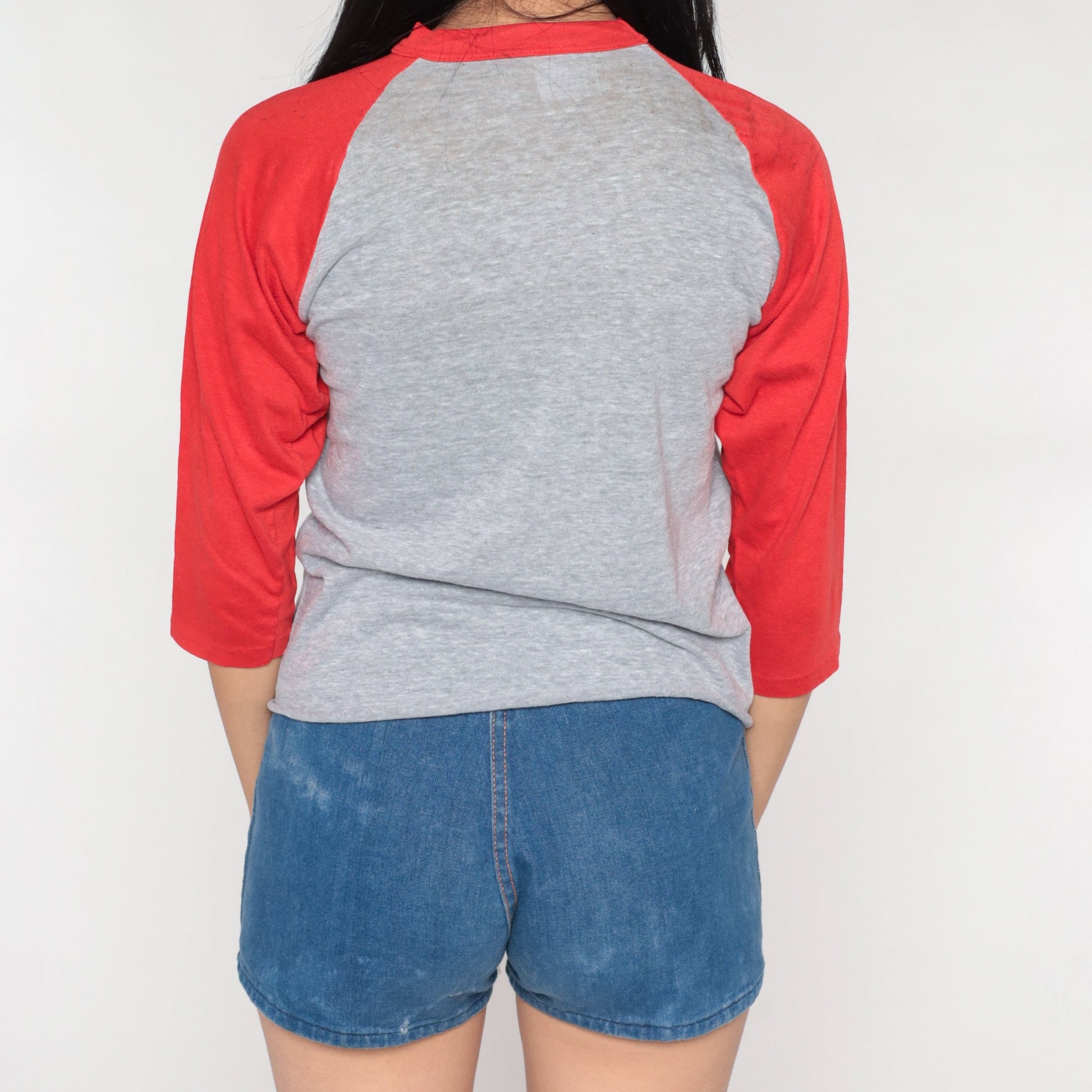 80s Oklahoma Ringer Tee Graphic T-Shirt Red Trim Raglan Small
