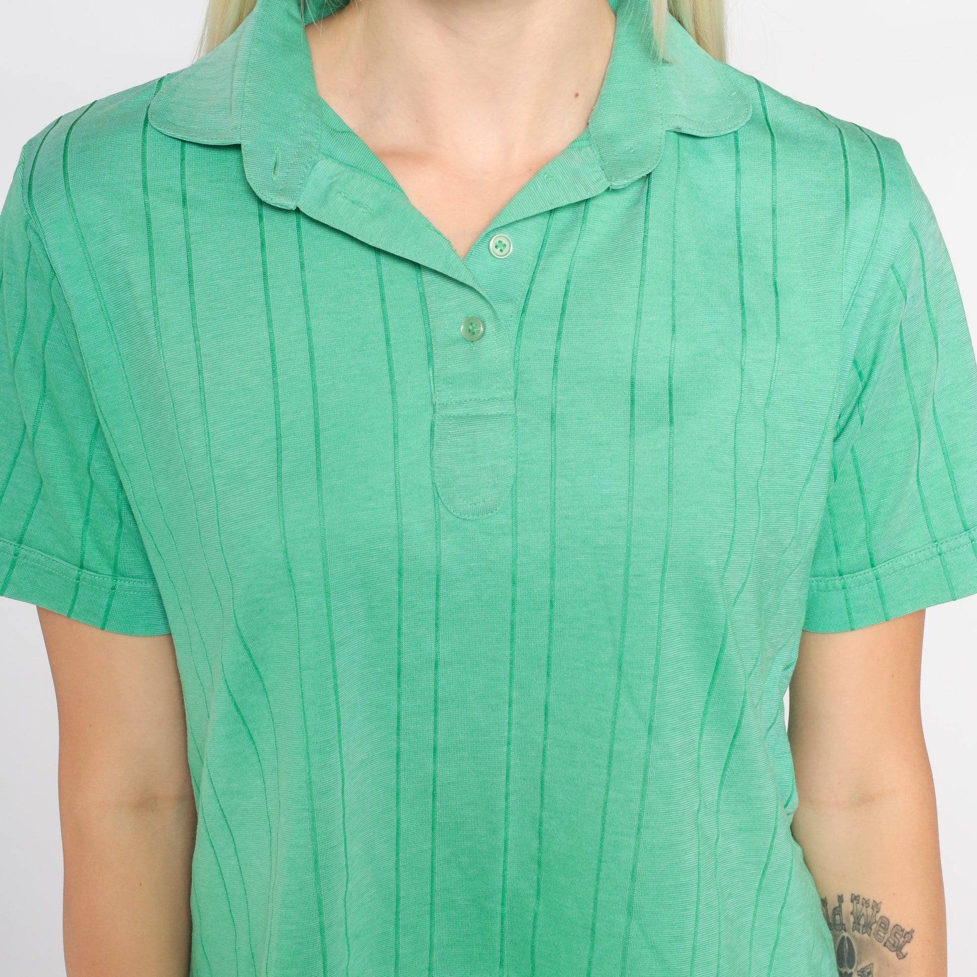 70s Tri Palm Country Club Green Polo Shirt Embroidered Small S