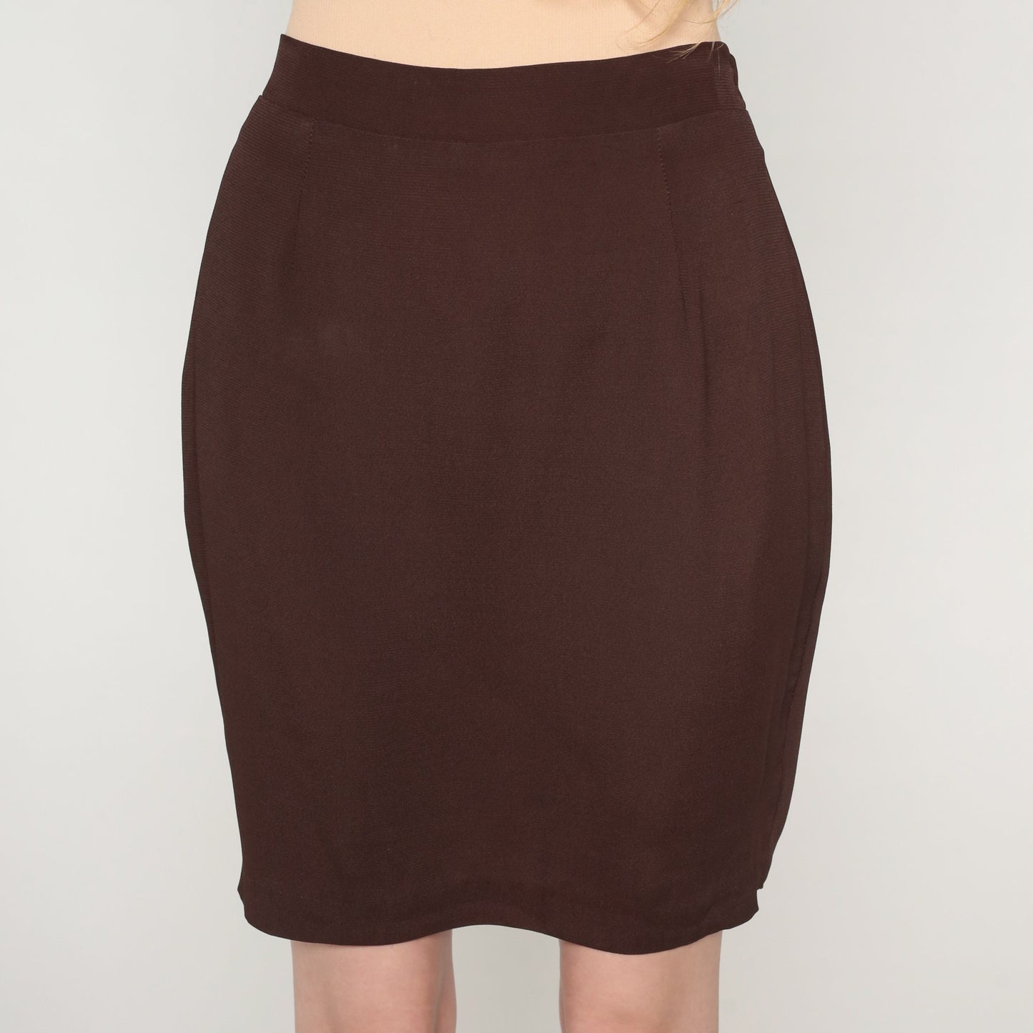 90s Brown Pencil Mini Skirt High Waist Fitted Zipper Medium M