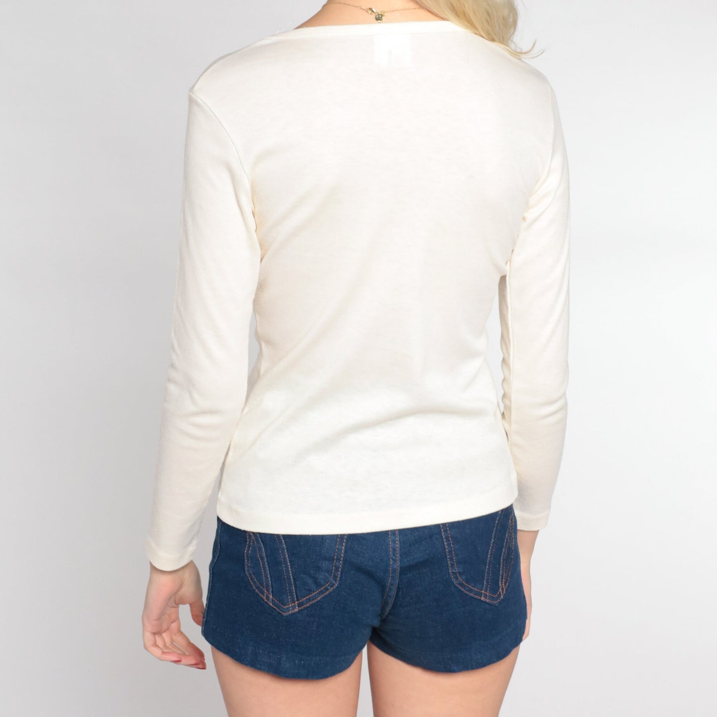 70s Get Set at Hunza Graphic Long Sleeve Tee Off-White Single Stitch Medium