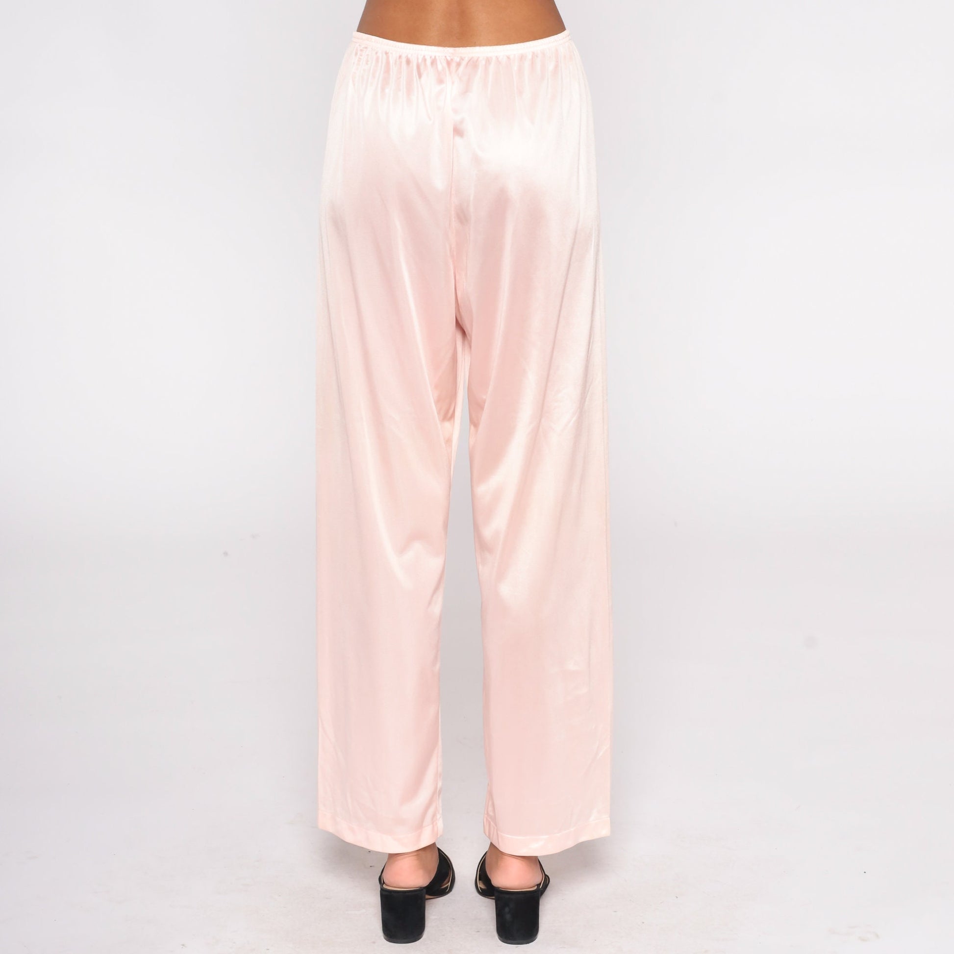 70s Vanity Fair Nylon Pajama Pants Baby Pink High Waisted Medium