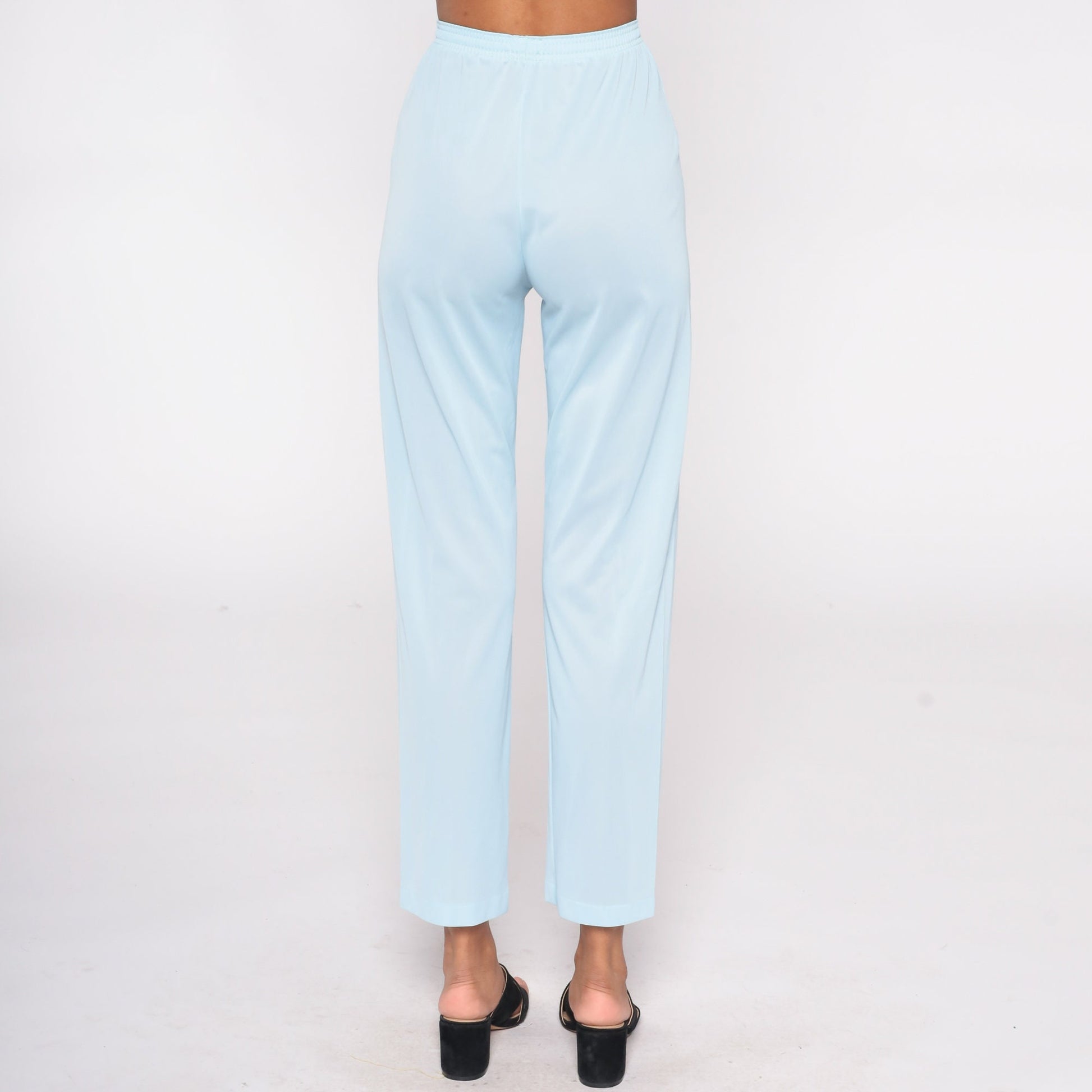 70s Vanity Fair Baby Blue Nylon Pajama Pants Elastic Waist Extra Small