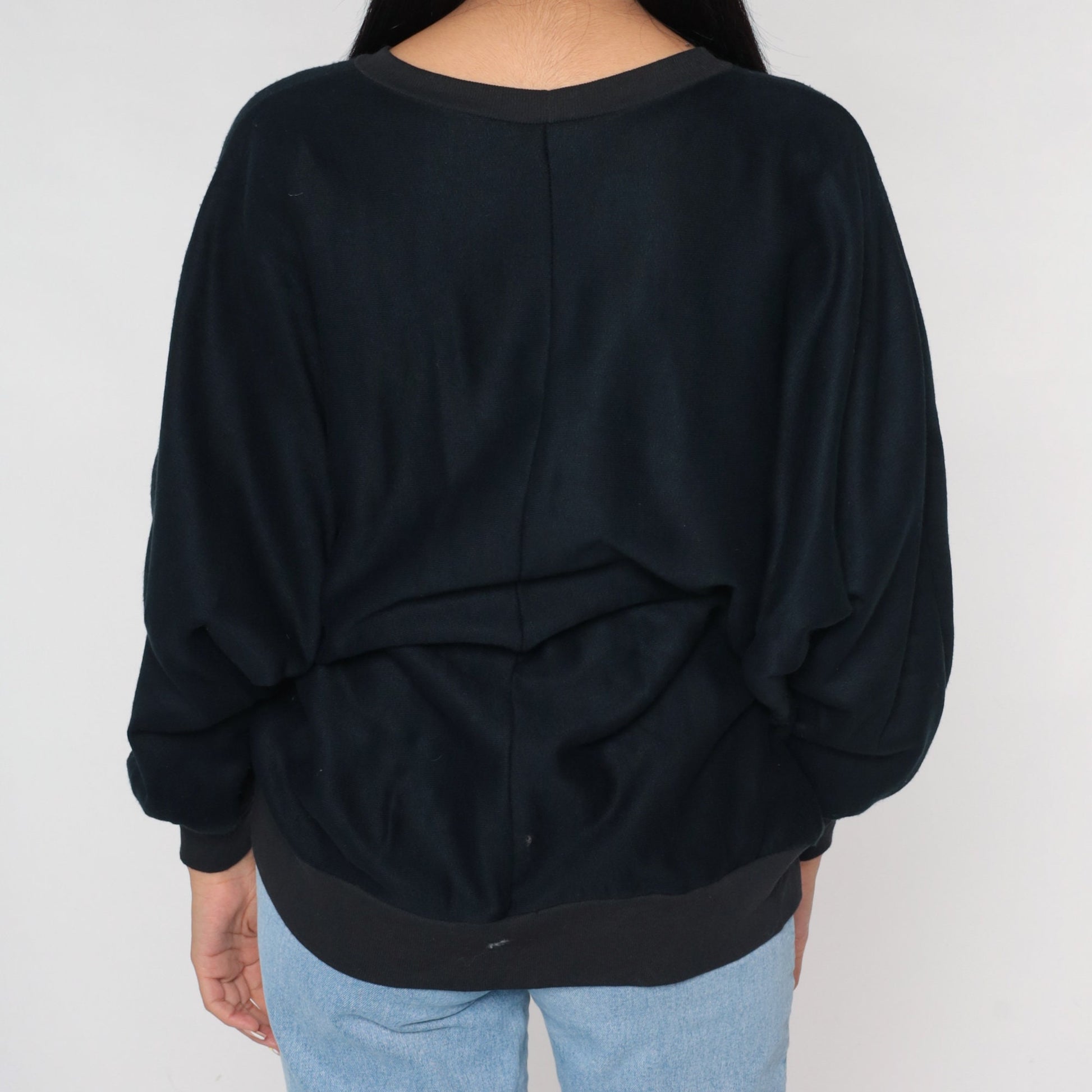 90s Black Sweatshirt Glitter Swirl Rhinestone Print Novelty Sweater Extra Large XXL