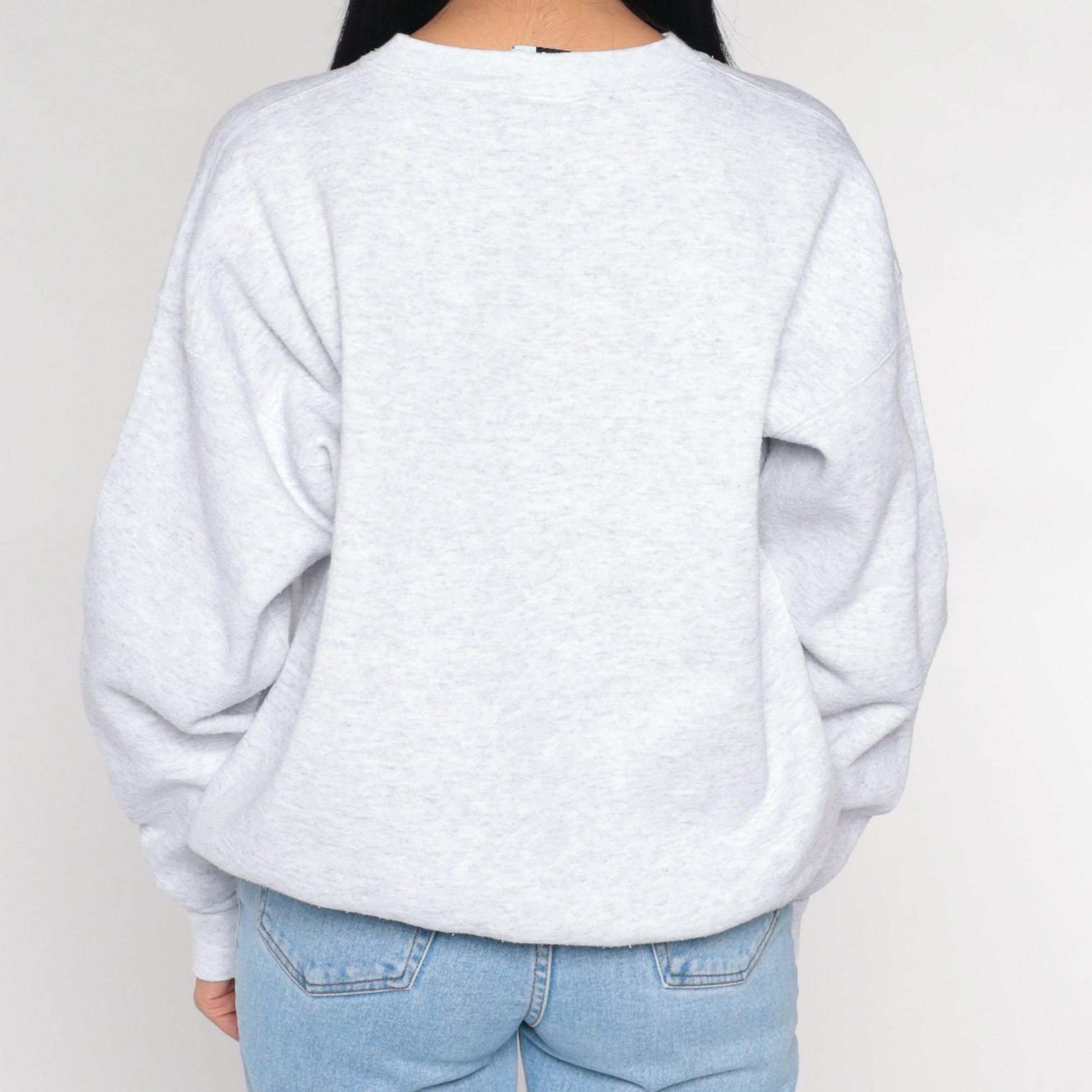 90s Floral Embroidered Sweatshirt Heather Grey Crewneck Pullover Extra Large XXL