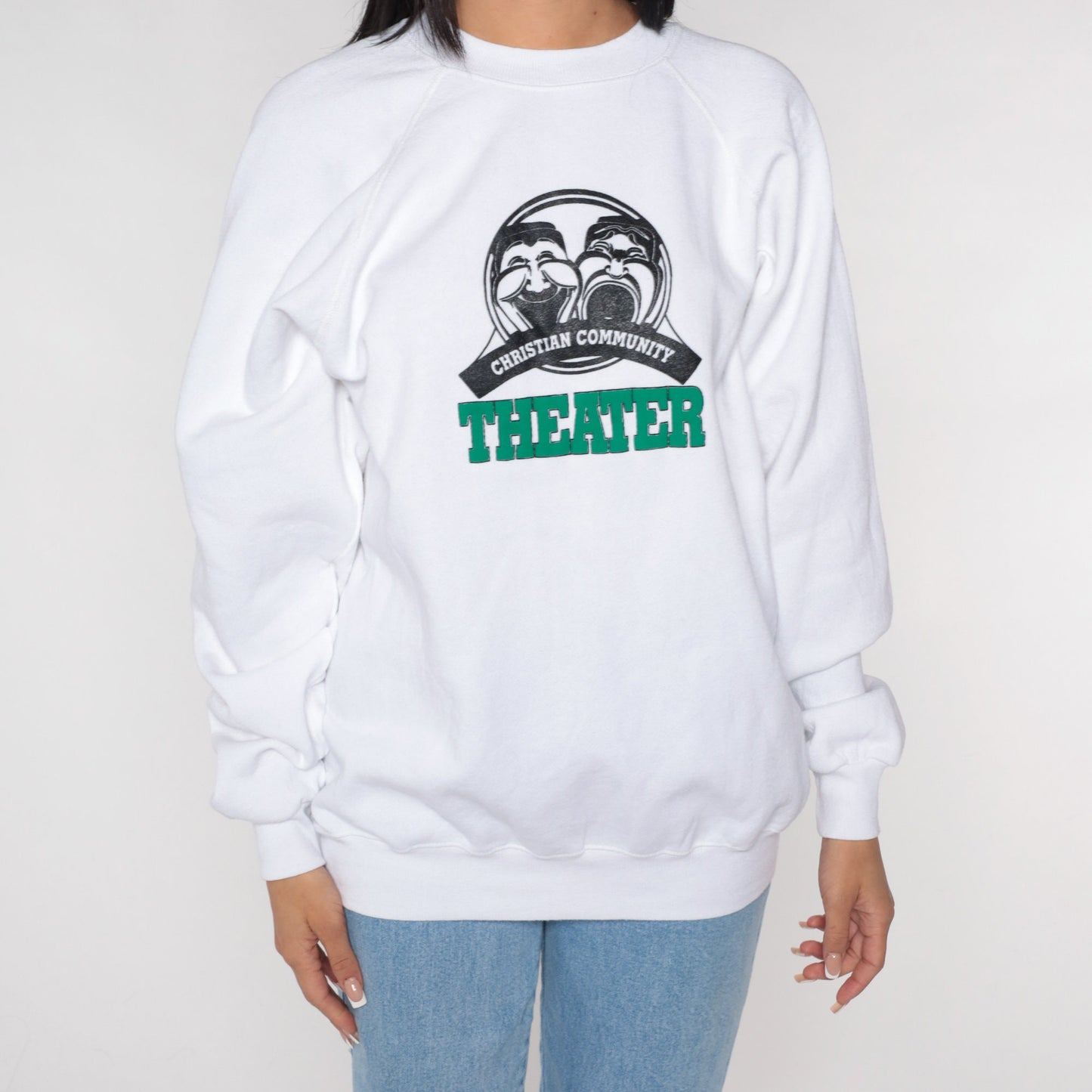 90s Christian Community Theater Sound of Music Sweatshirt White Raglan XL