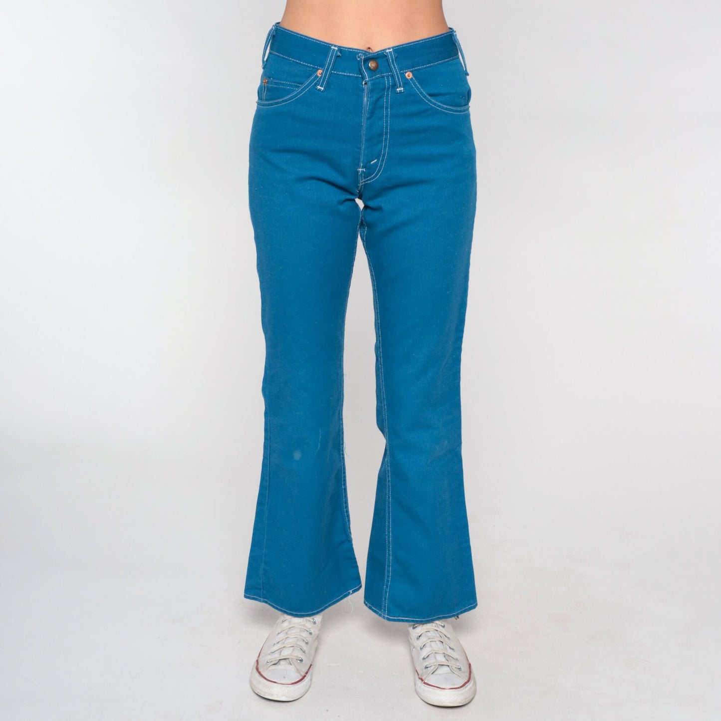 70s Levi's Bell Bottom Jeans High Waist Flare Blue Denim Extra Small