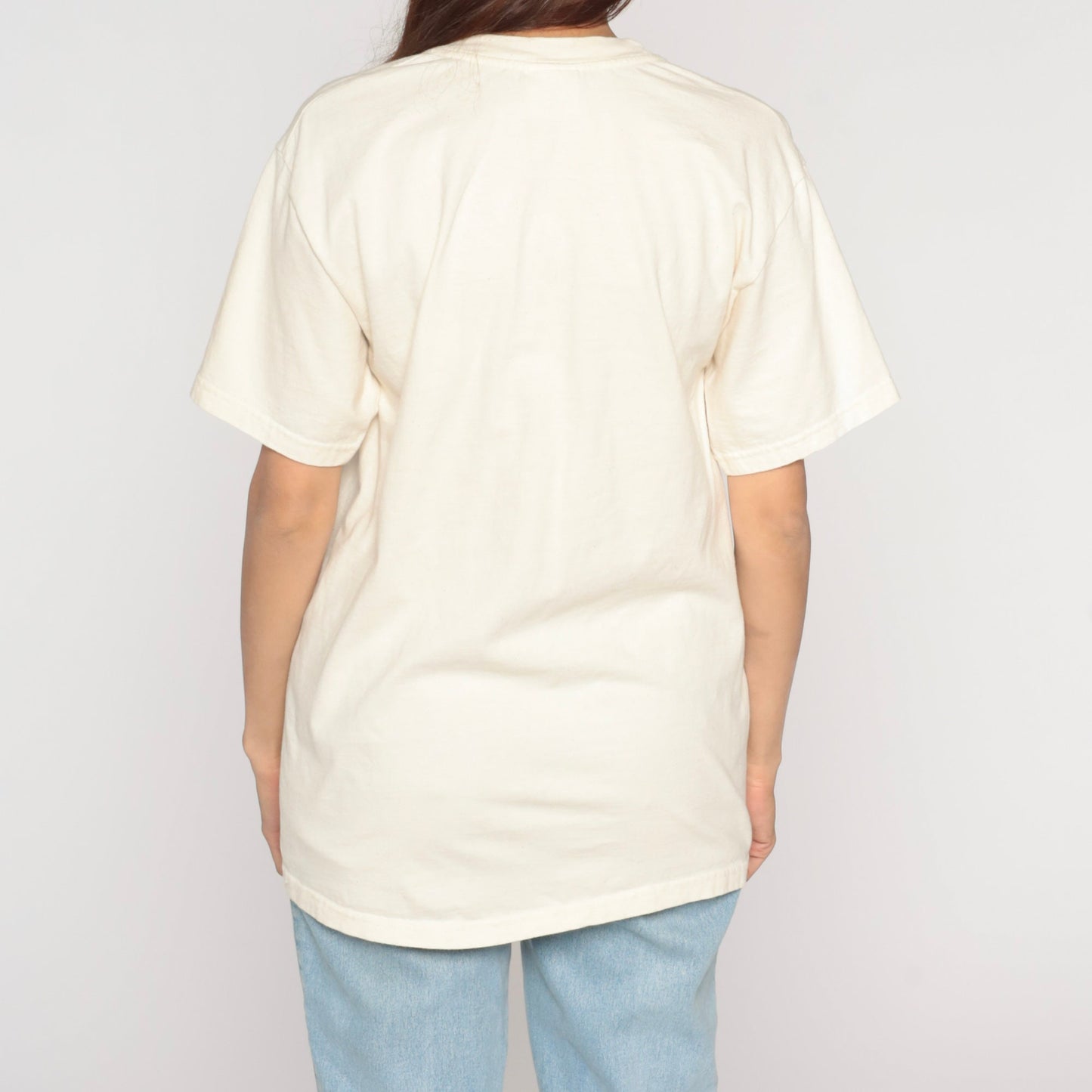 Y2K Manos a Través de la Frontera Graphic Tee Off-White Cotton Medium M