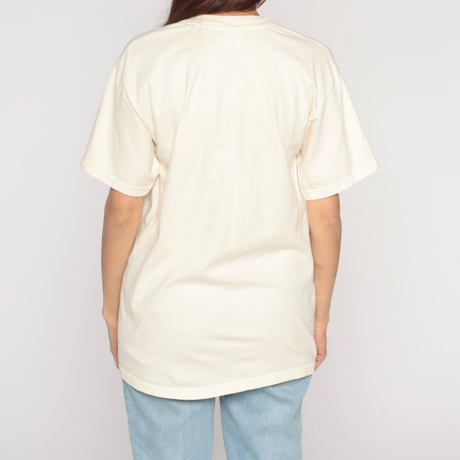 Y2K Manos a Través de la Frontera Graphic Tee Off-White Cotton Medium M