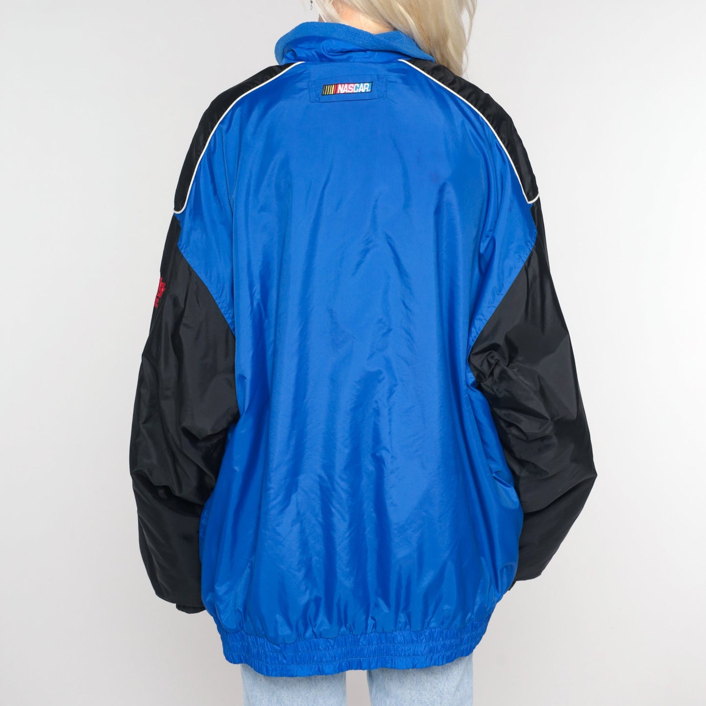 Y2K Lowes Racing Jacket Jimmie Johnson NASCAR Windbreaker Blue Black Extra Large