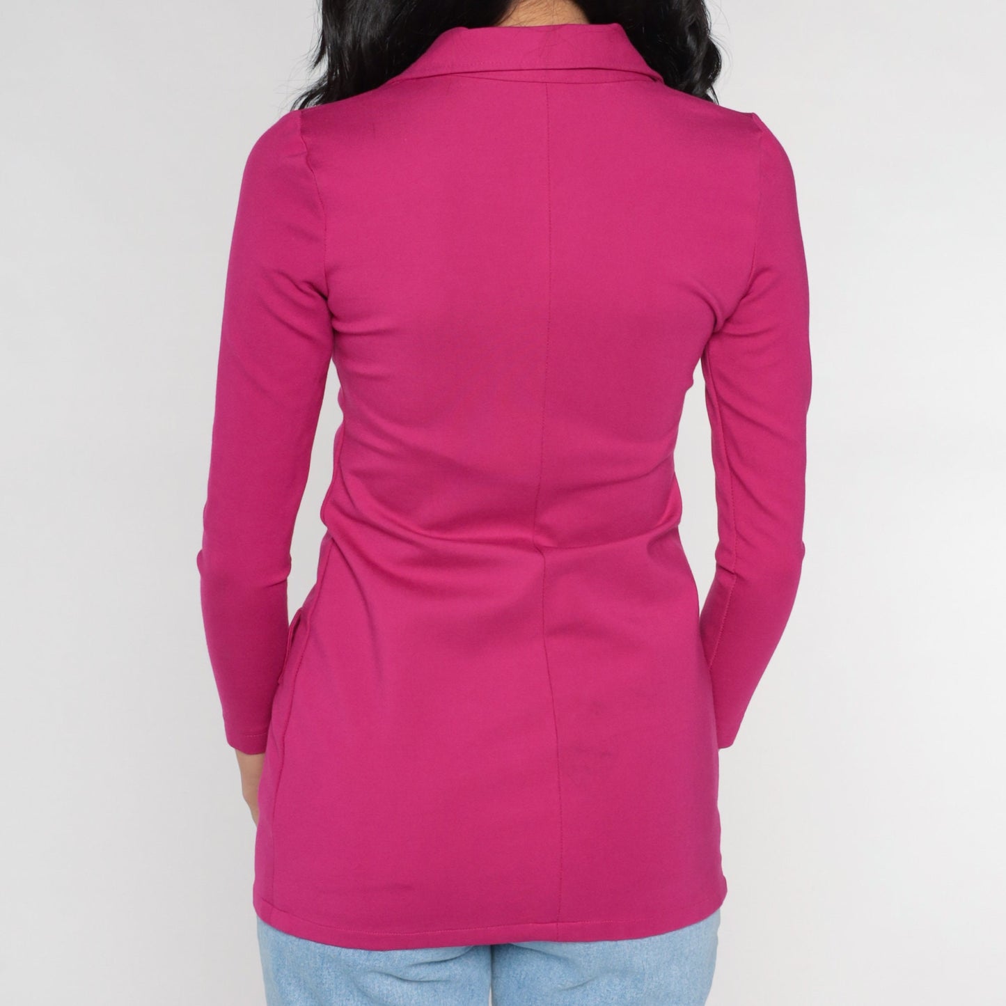 00s Magenta Double Breasted Blazer V Neck Fitted Jacket Extra Small