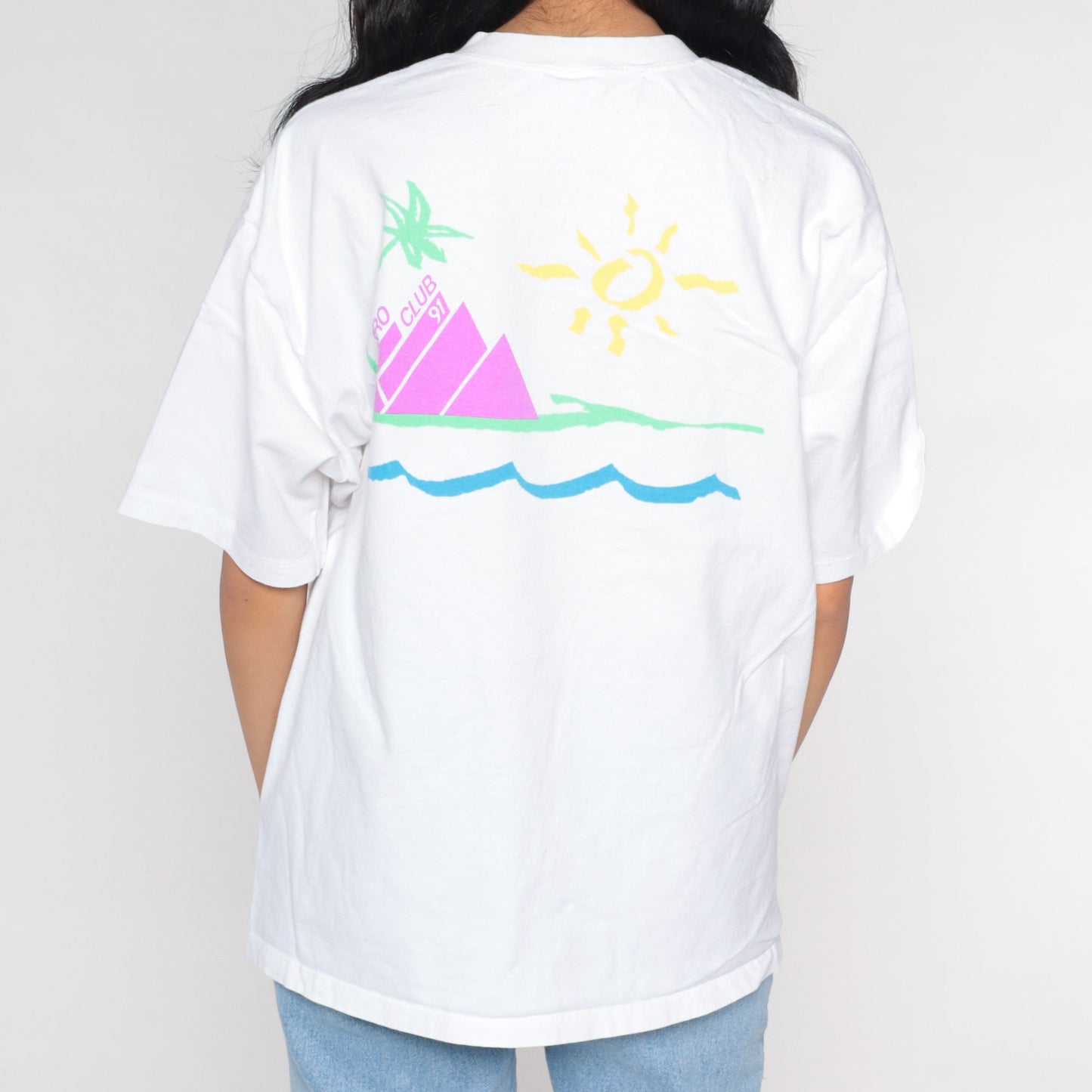 90s Crazy Shirts Sailboat Tropical Beach Graphic Tee White Large L