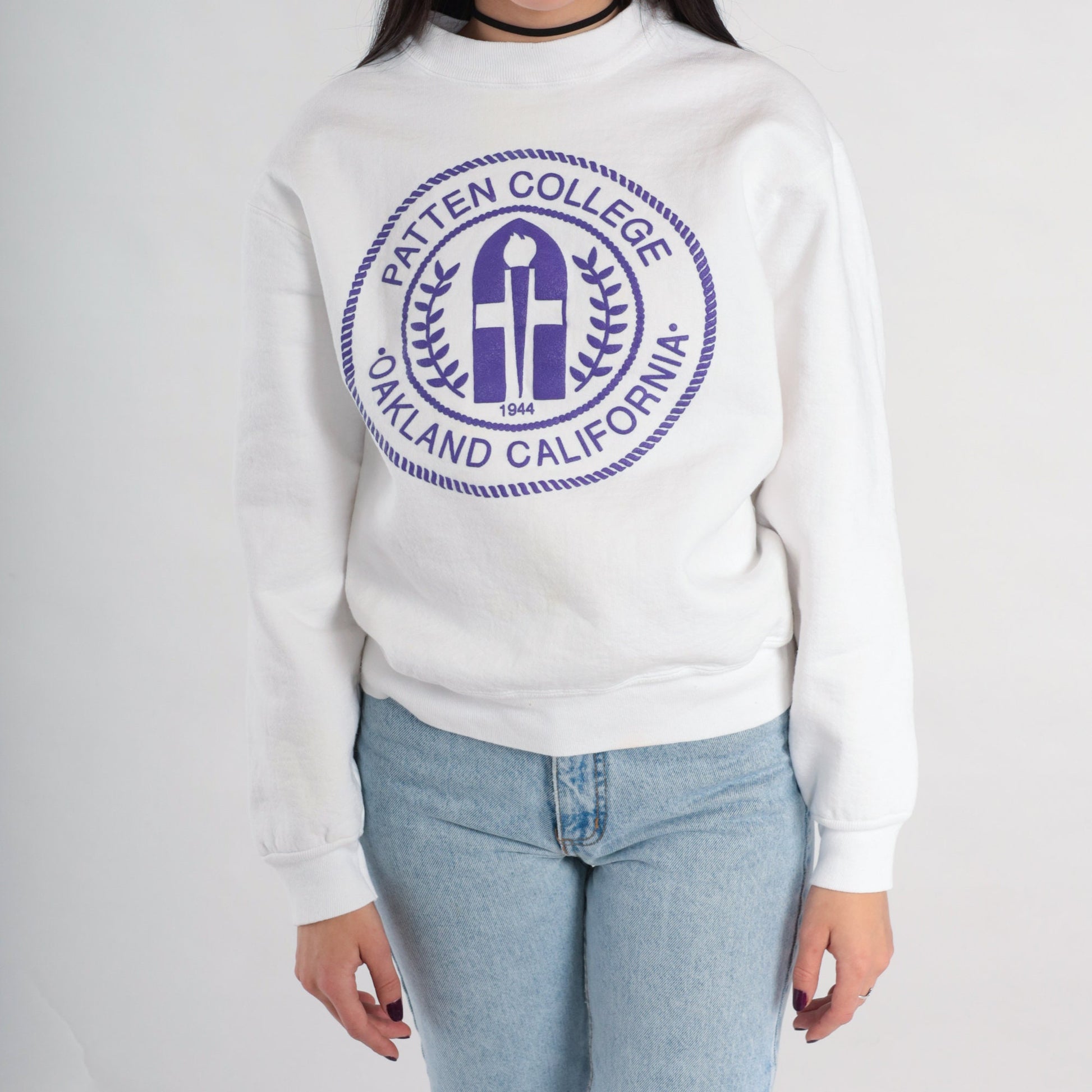 90s Patten College Oakland Graphic Sweatshirt White Small