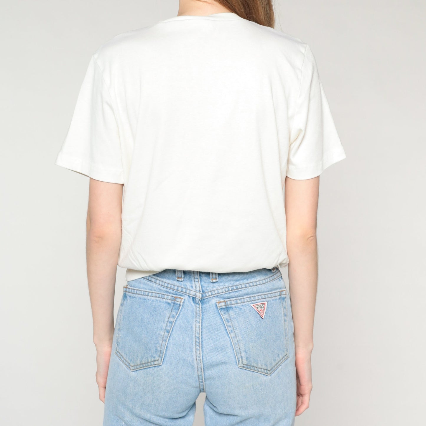 90s Floral Leaf Print T-Shirt White Banded Hem Graphic Tee Medium