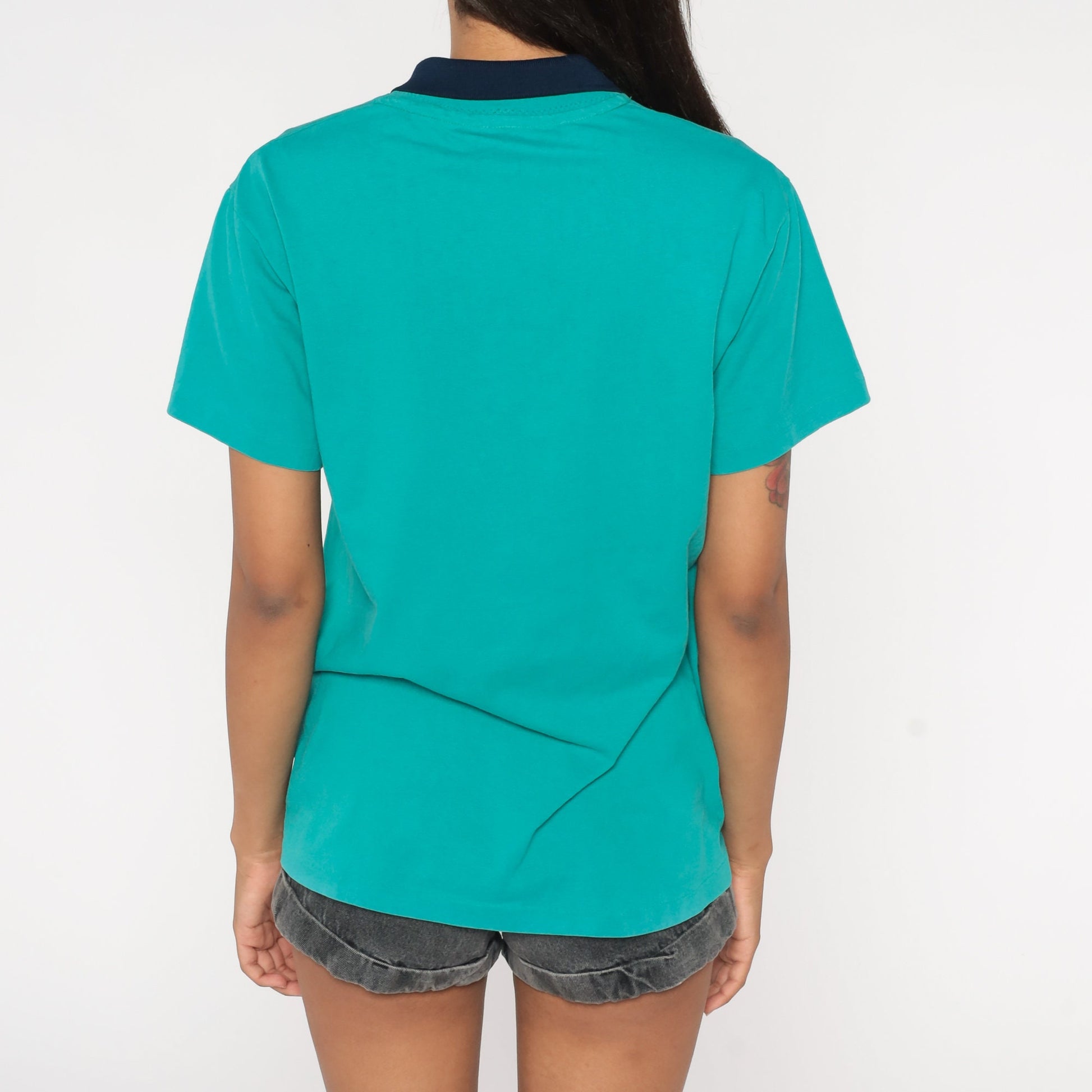 90s Golf Graphic Collared T-Shirt Turquoise Small S