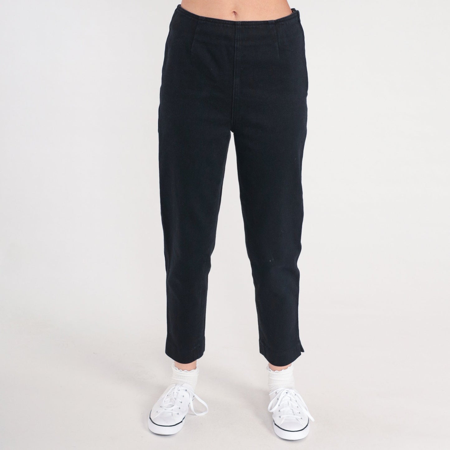 DKNY 90s Black Skinny Jeans High Rise Side Zip Stretch Denim Small 6