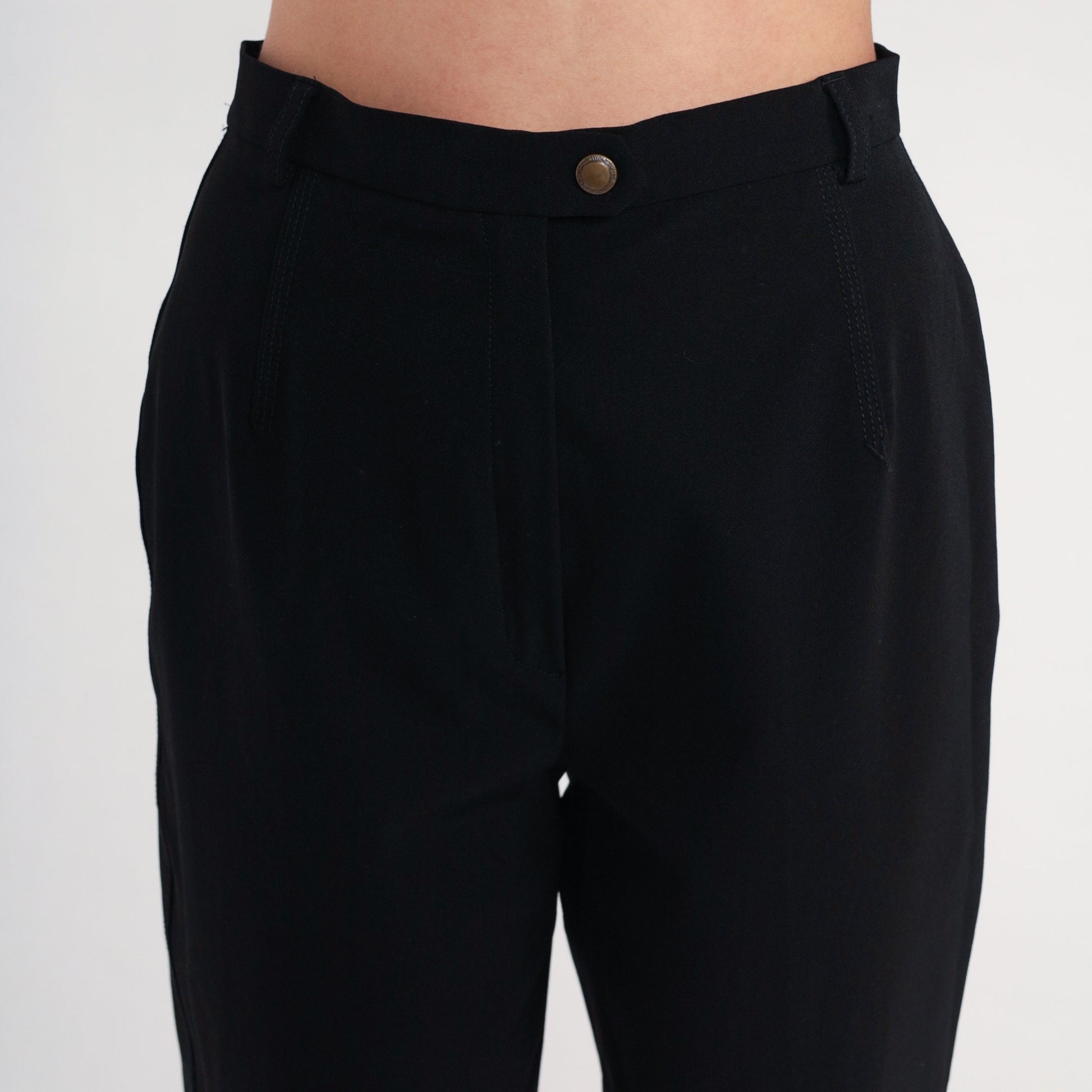 90s Mondi Black Tapered High-Waist Trousers Small