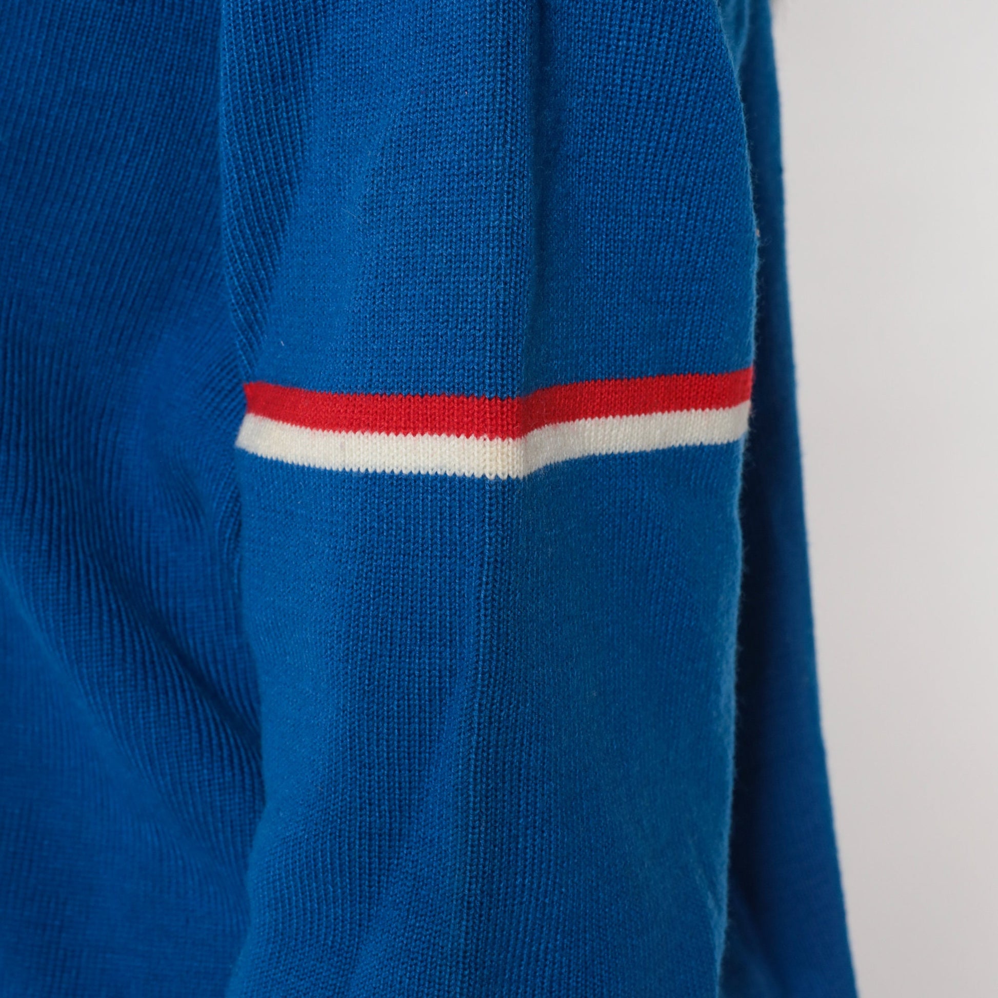 70s Meister Blue Striped Knit Polo Sweater Collared Large L