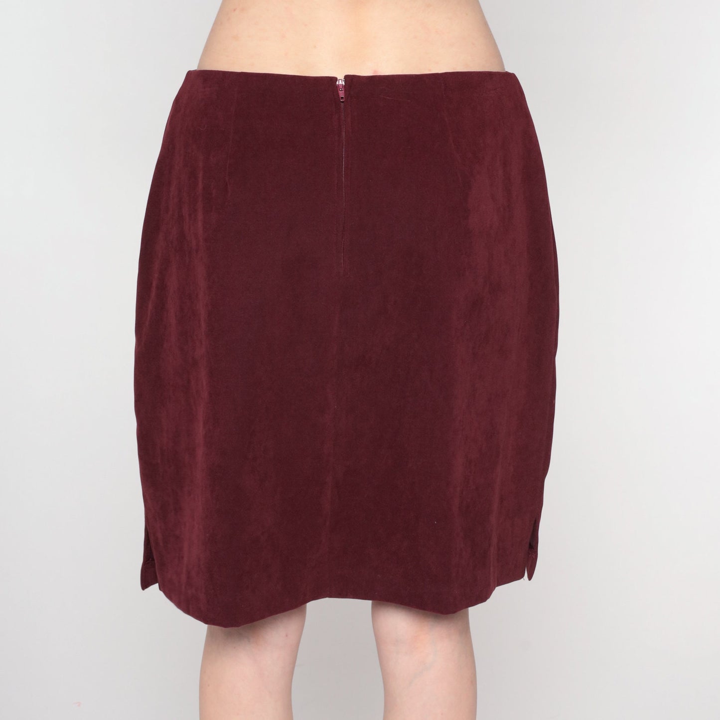 Y2K Plum Mini Pencil Skirt High Waisted Rear Zip Medium