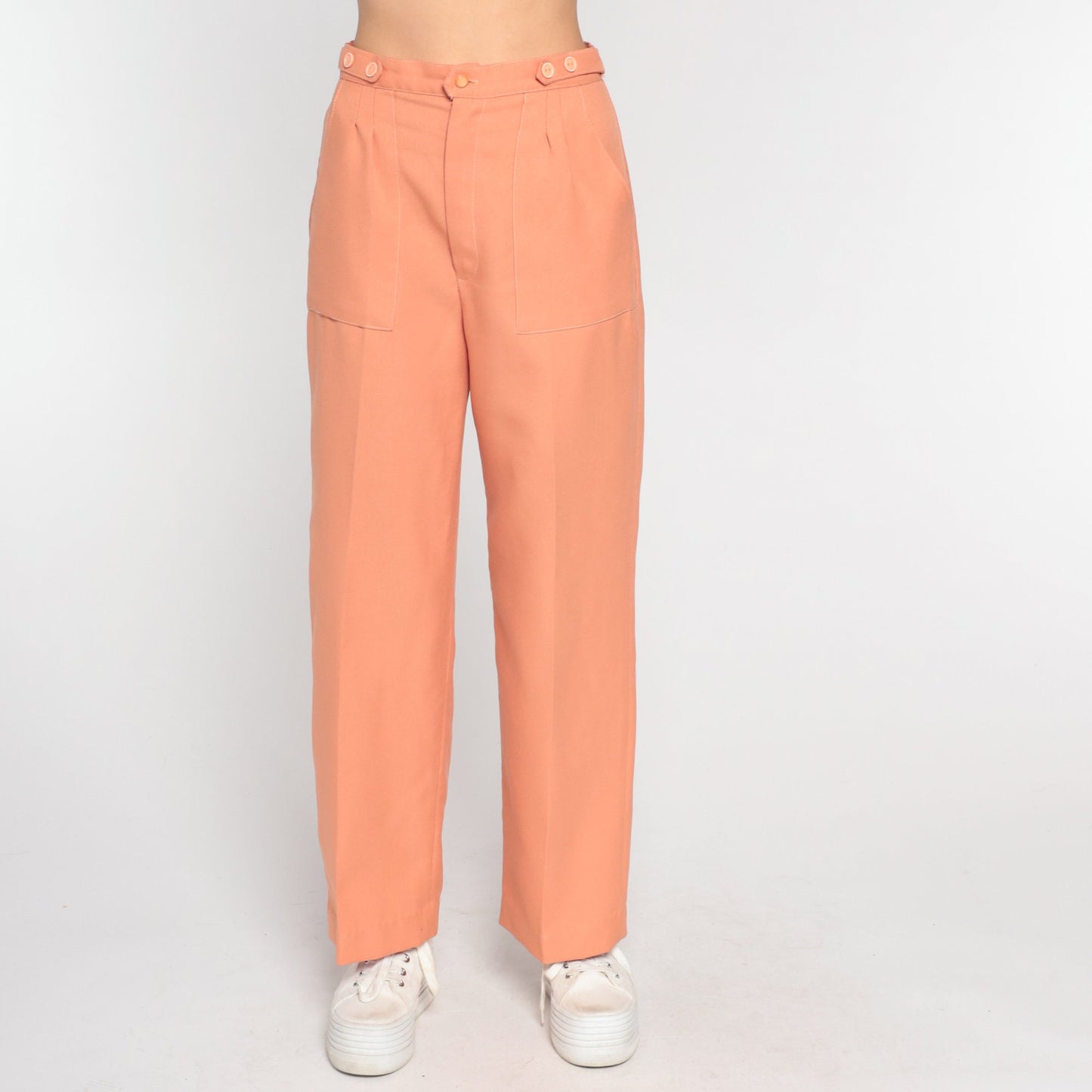 70s Peach High-Rise Straight Leg Trousers Small
