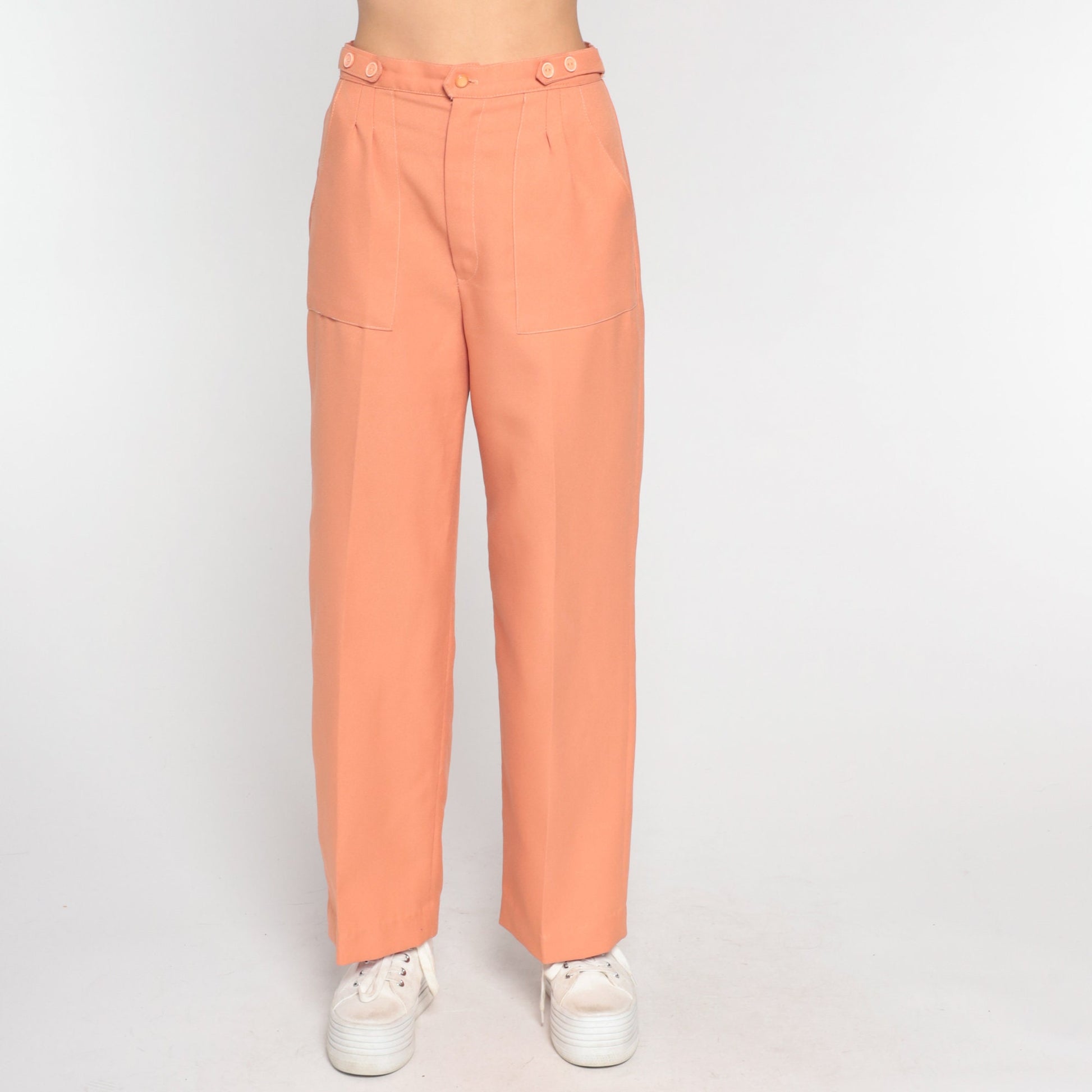 70s Peach High-Rise Straight Leg Trousers Small