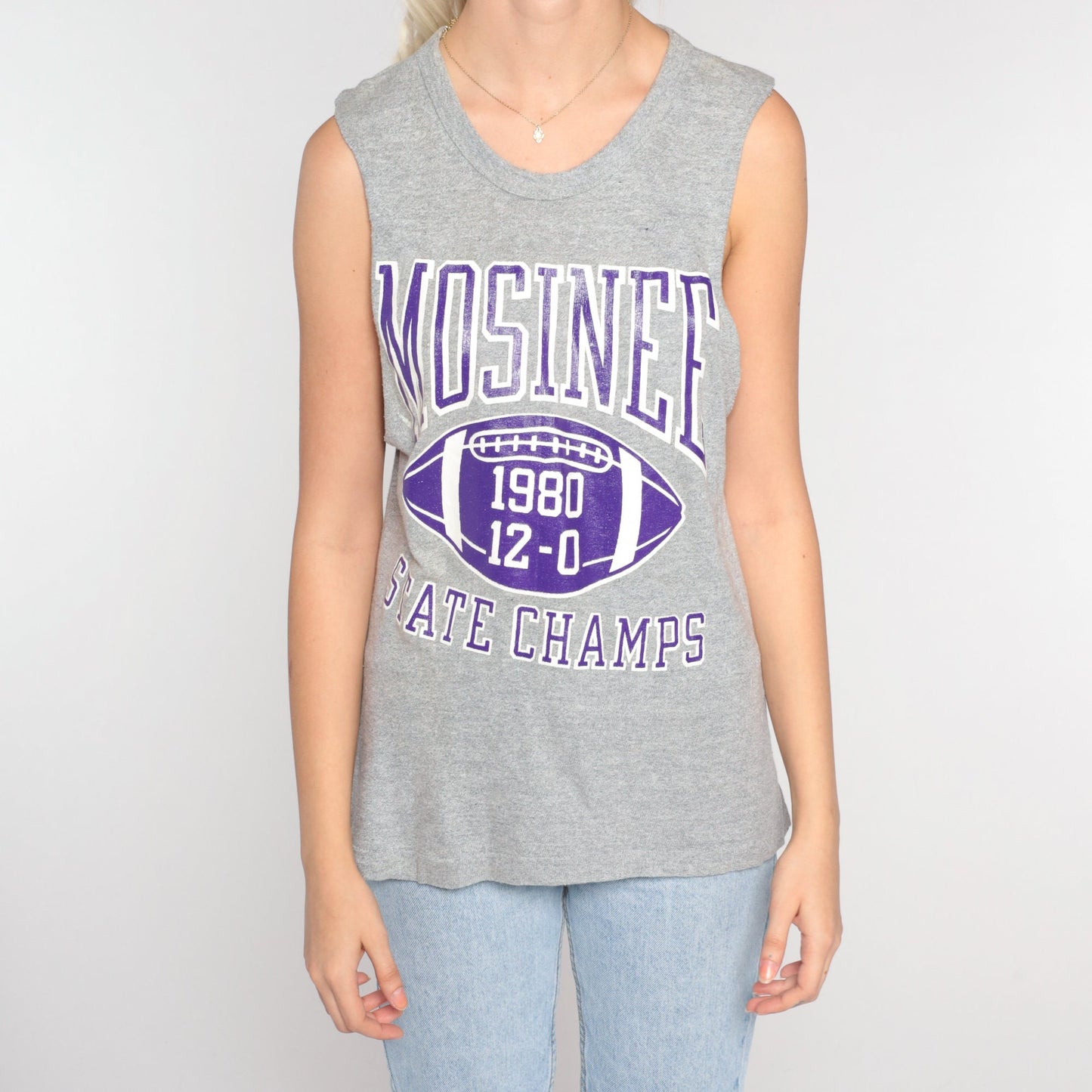80s Mosinee Wisconsin State Champs 1980 Football Tank Top Grey Small