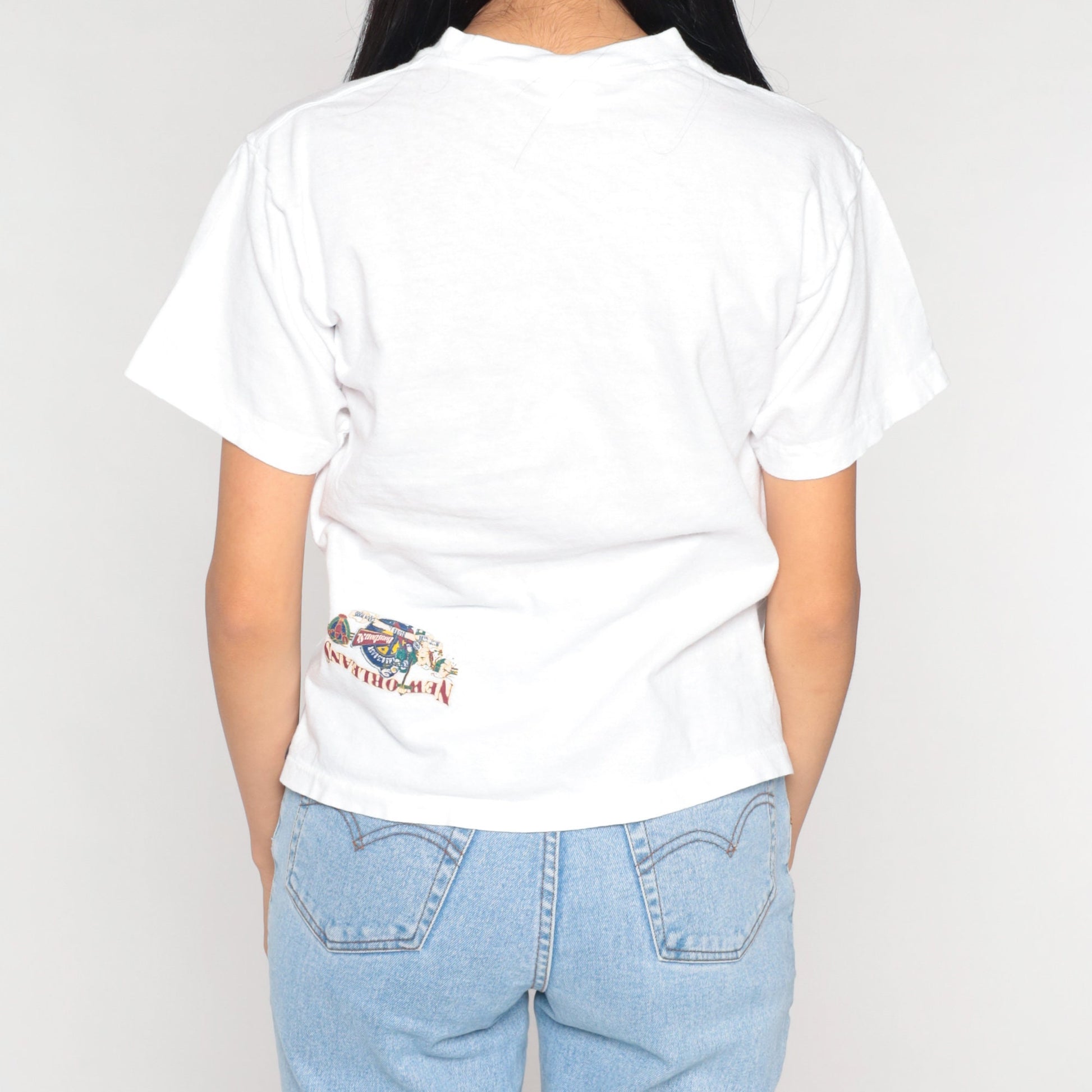 Y2K New Orleans French Quarter Graphic Tee White Cotton Small S