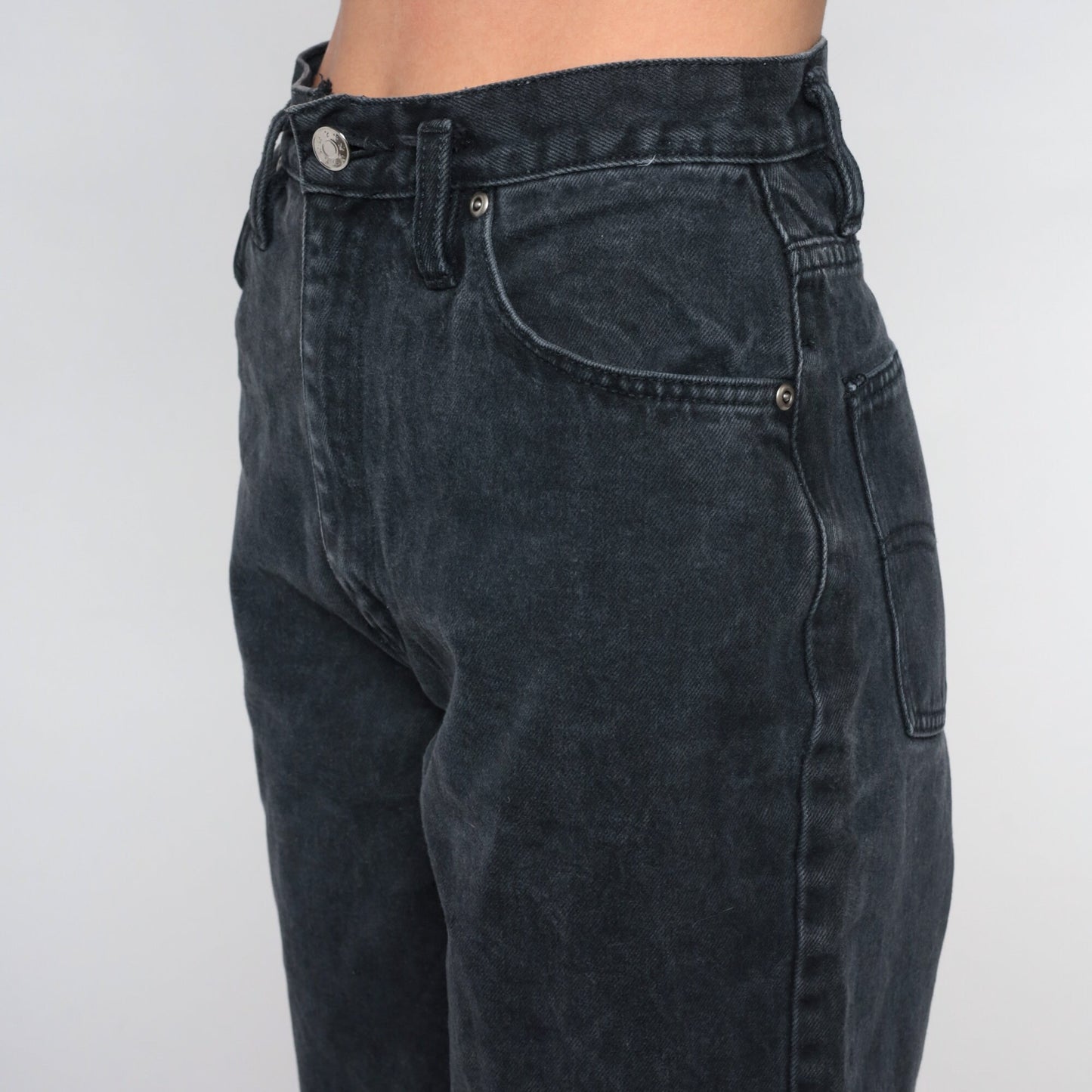 00s Anchor Blue Black High Rise Straight Leg Jeans Tapered Small 27