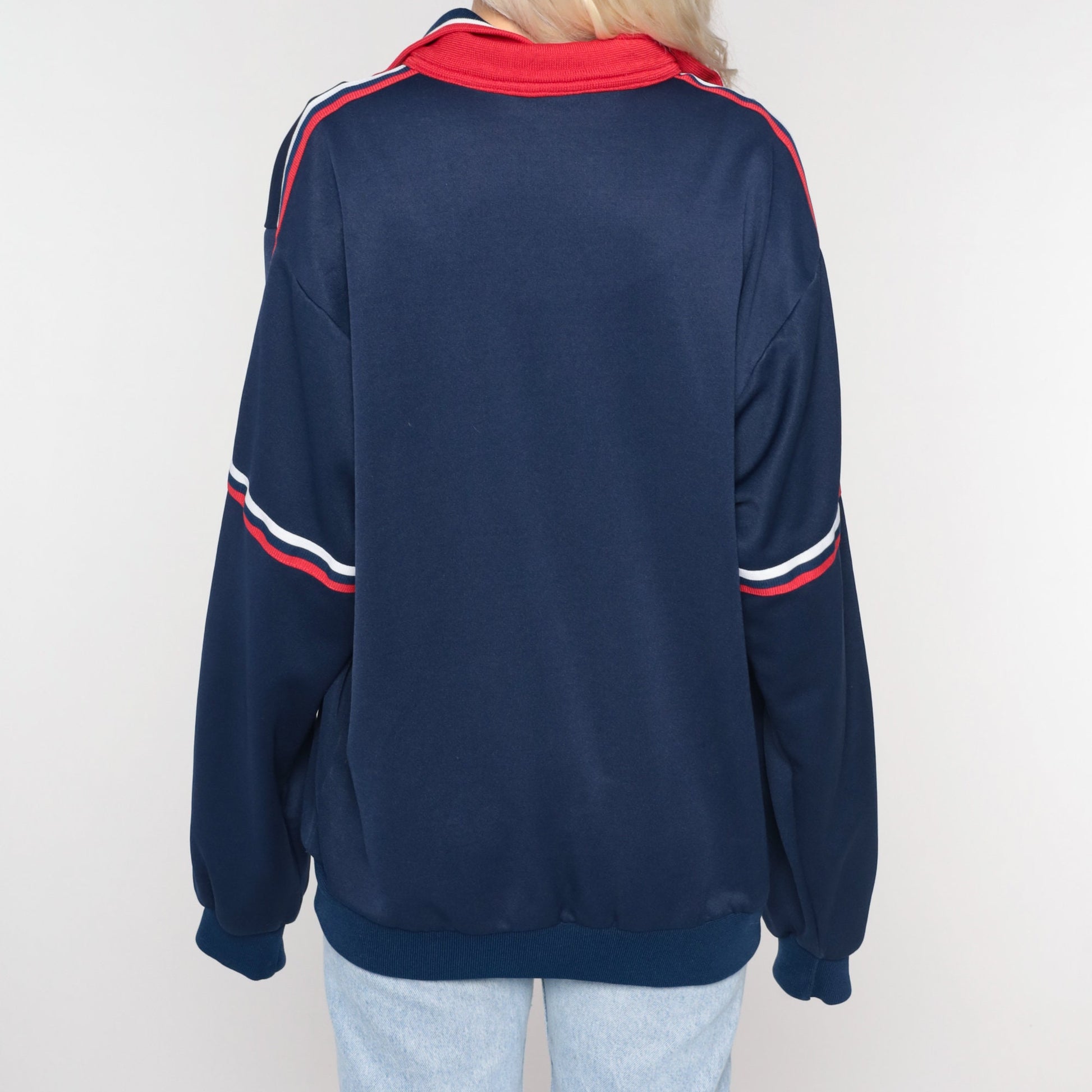 80s MacGregor Track Jacket Navy USA Striped Zip-Up Large