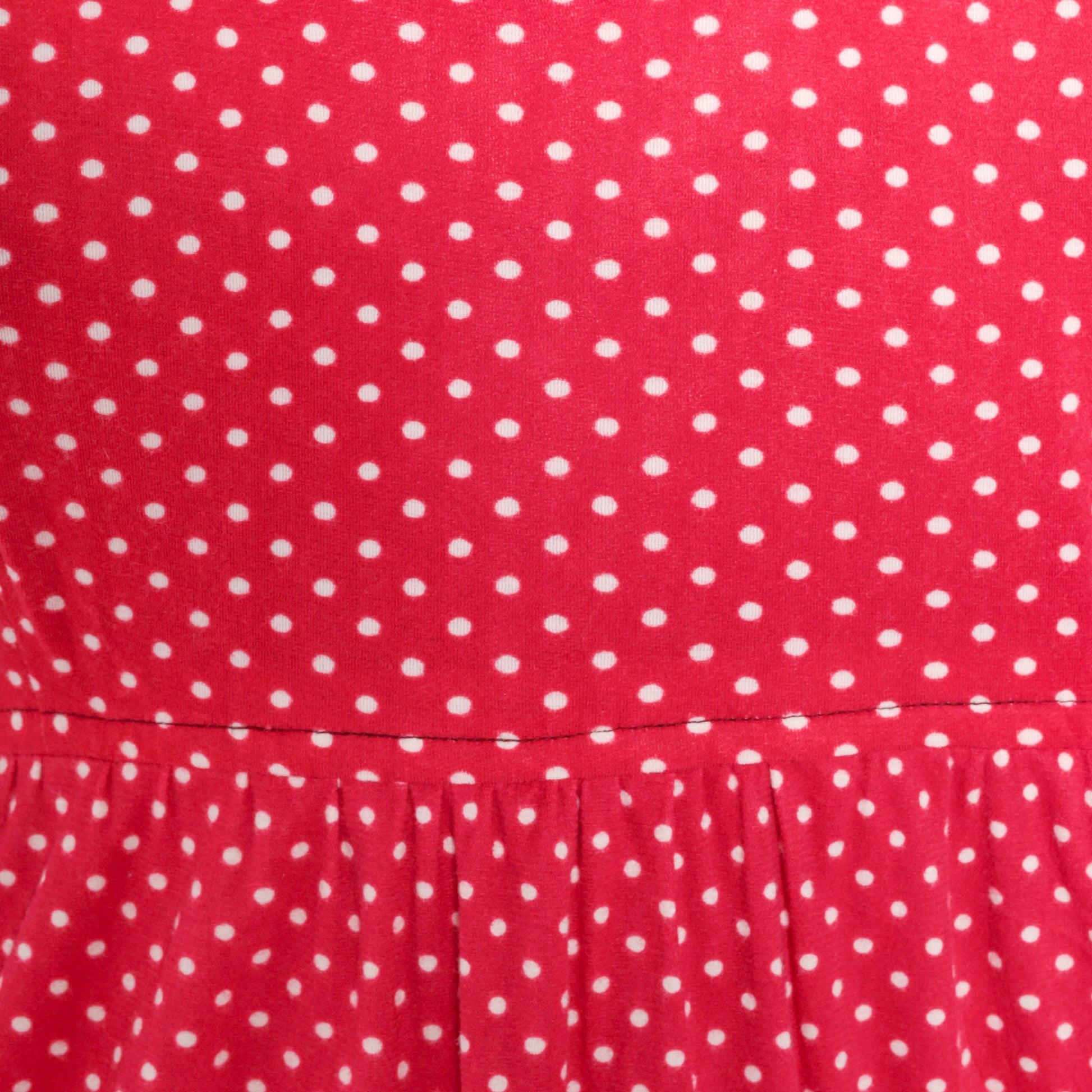 70s Red Polka Dot Maxi Dress Puff Sleeve Empire Waist Small