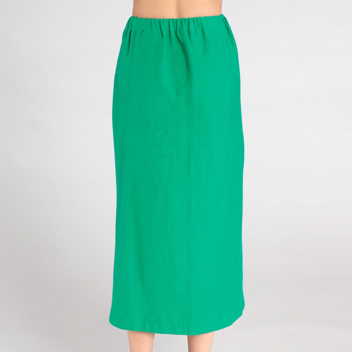 80s Green Midi Skirt High Waist Straight Column Extra Small XS