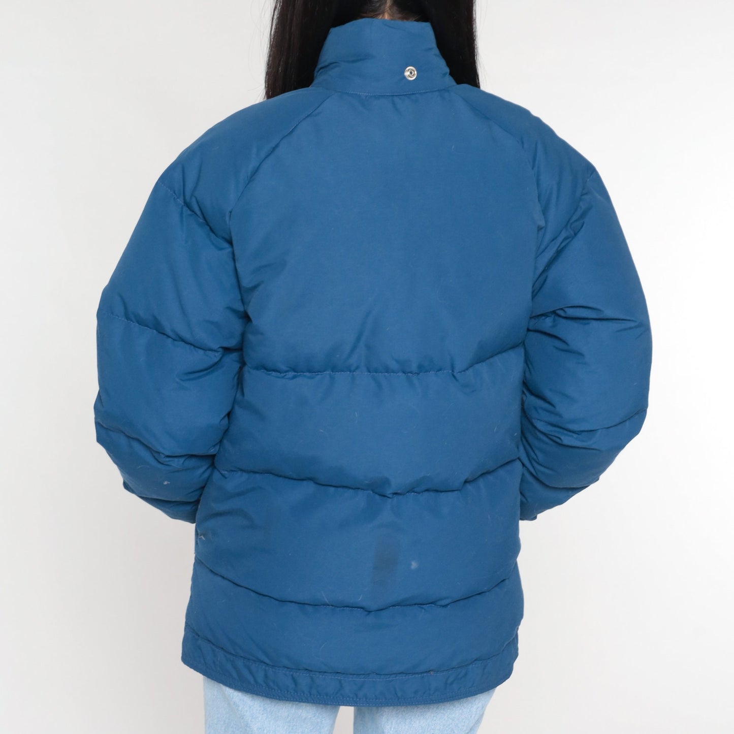 80s Gerry Navy Down Puffer Jacket Ski Coat Snap Front Large
