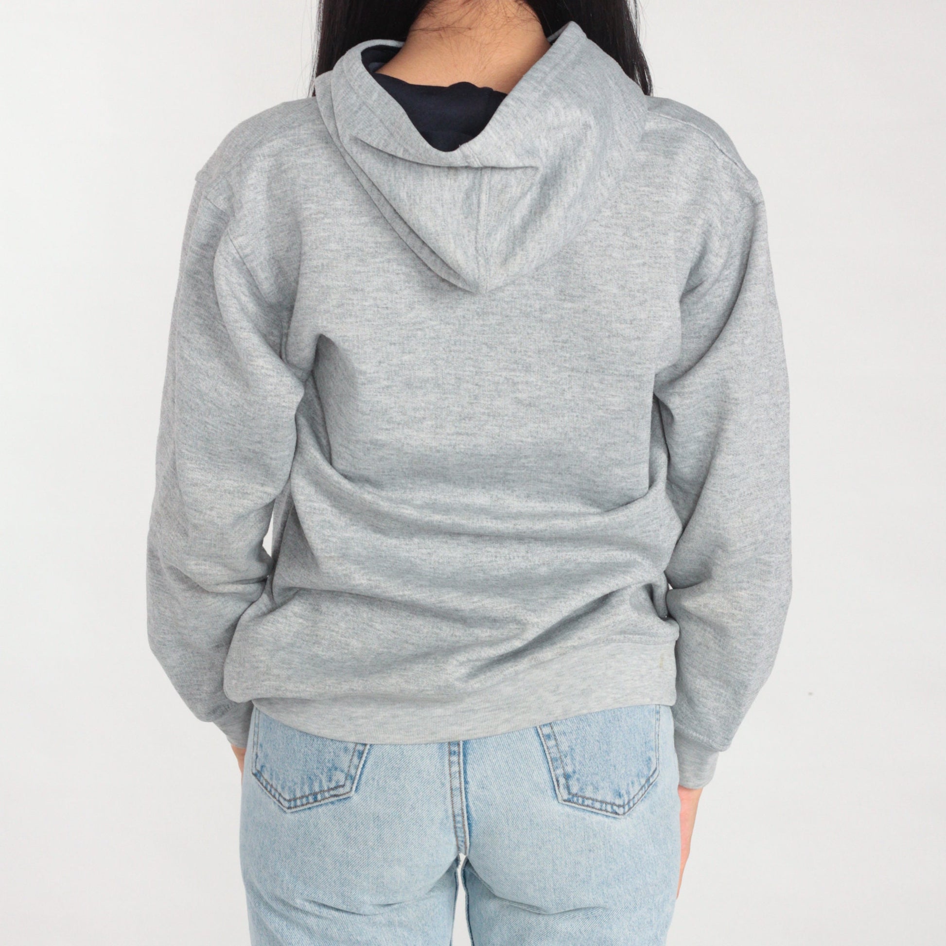 90s Starter Hoodie Heather Grey Striped Logo Sweatshirt Small