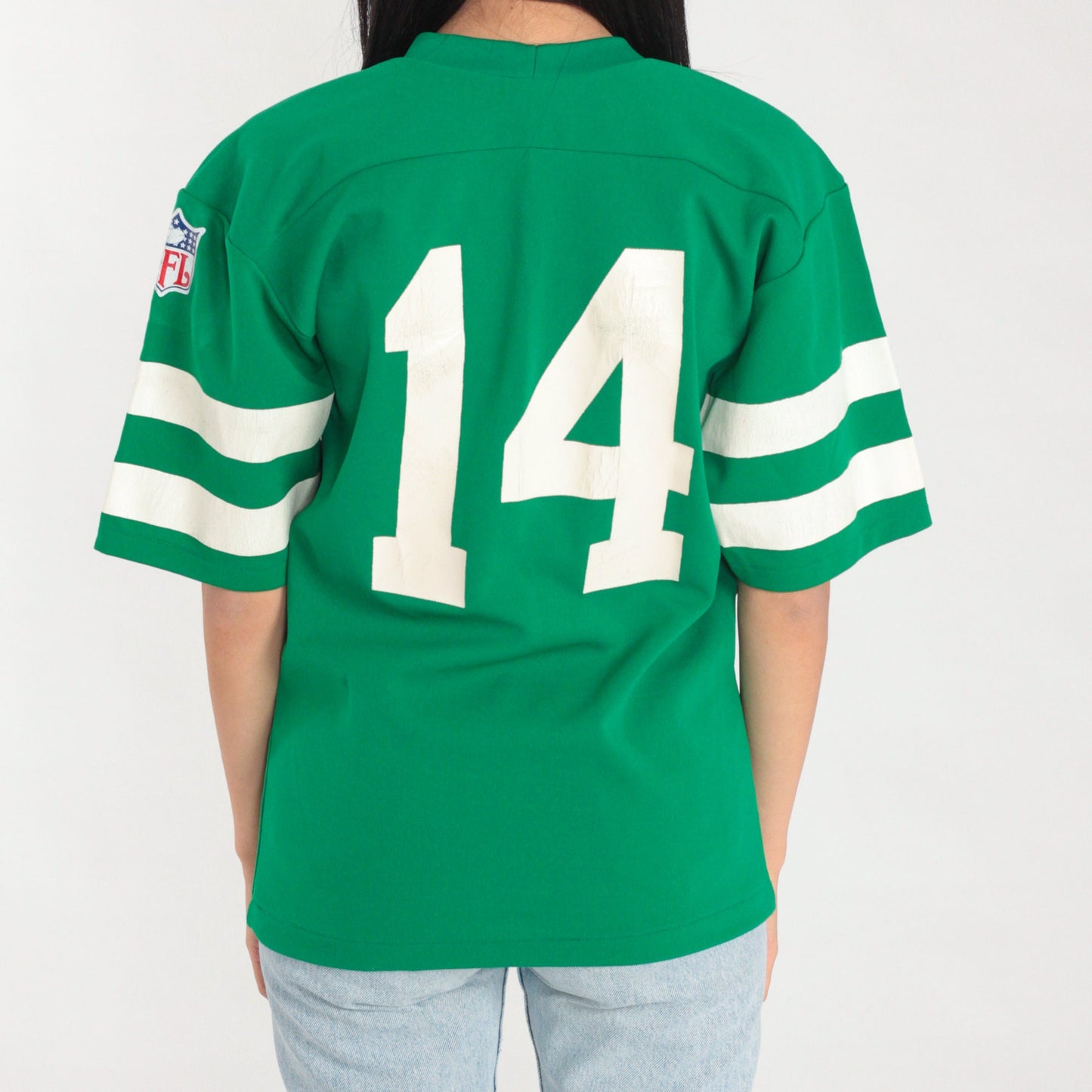 80s Rawlings Football Shirt Number 14 Green NFL Graphic Tee Small
