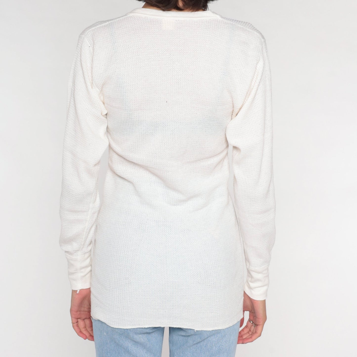 80s Greatland Thermals White Waffle Knit Long Sleeve Undershirt Medium