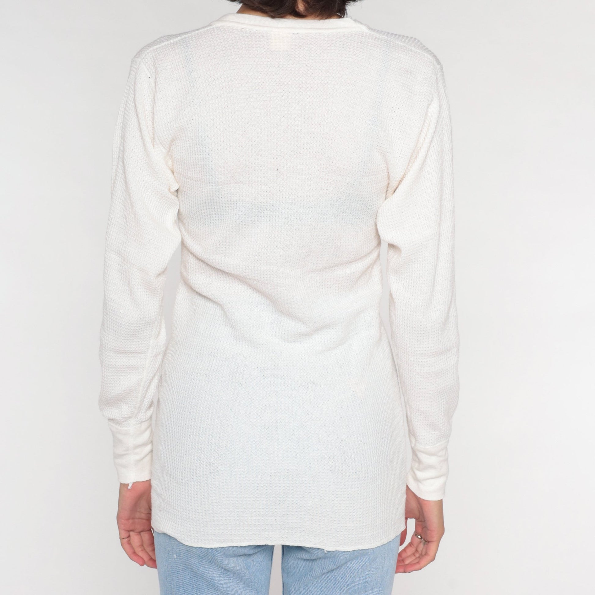 80s Greatland Thermals White Waffle Knit Long Sleeve Undershirt Medium
