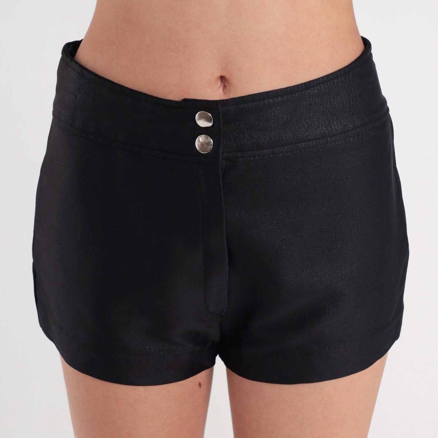 00s Black Snakeskin Pleather Hot Pants Shorts High Rise Y2K Medium 8
