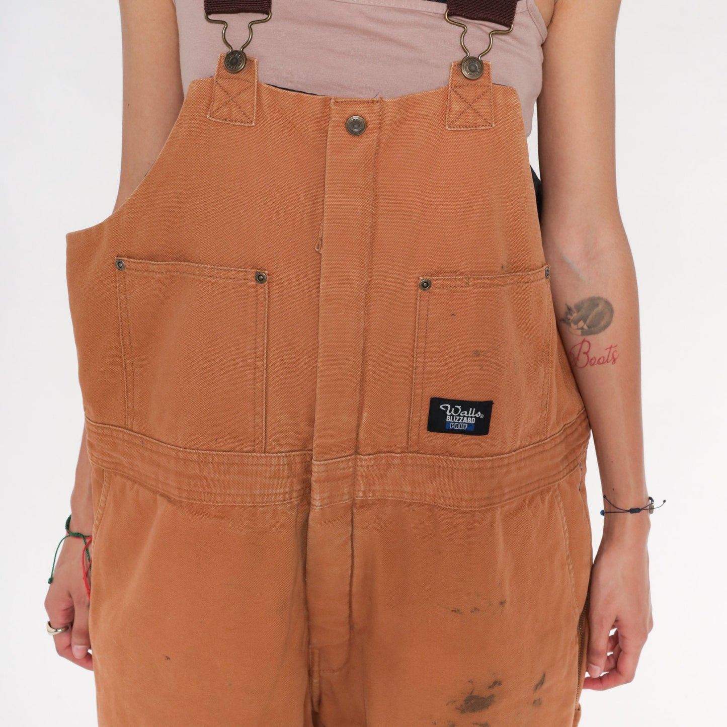 00s Walls Blizzard Pruf Insulated Brown Bib Overalls Mens Large L